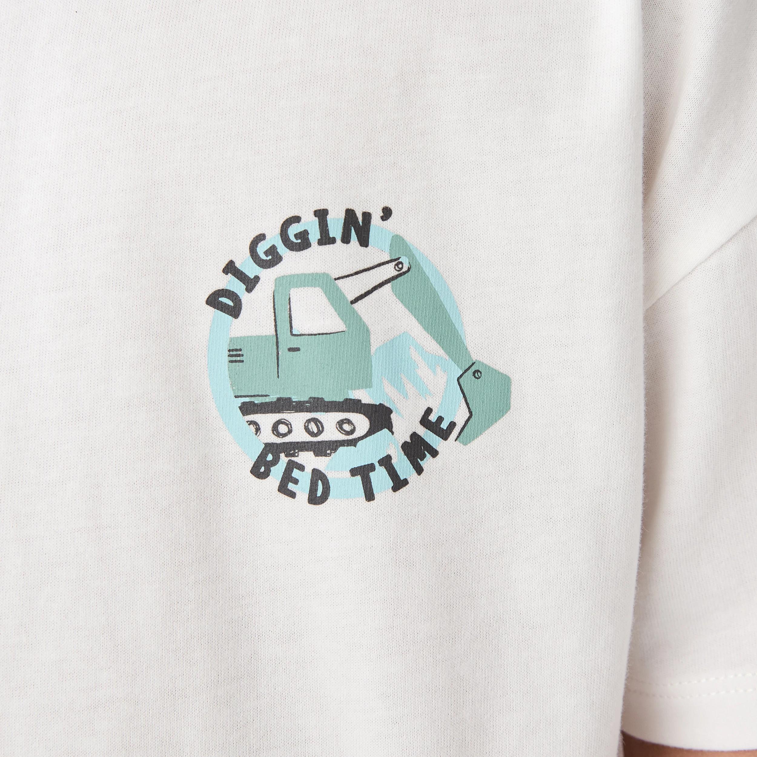 4 Short Sleeve Knit Woven Pyjama Set GREEN STRIPES, 4 of 9