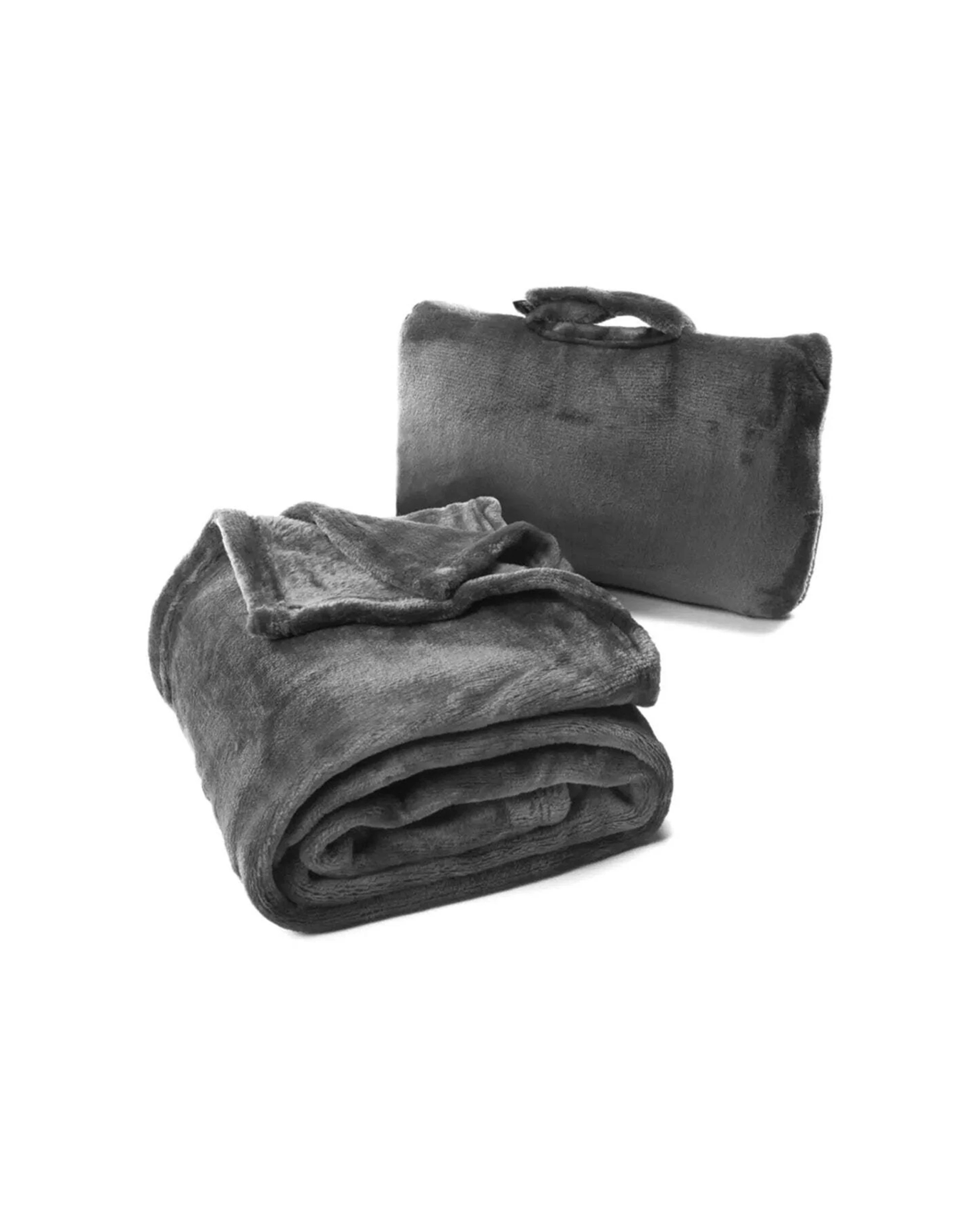1 Cabeau Fold n Go 4-In-1 Travel Blanket Pillow Seat Cushion Lumbar Support Comfort Accessory - Black, 1 of 4