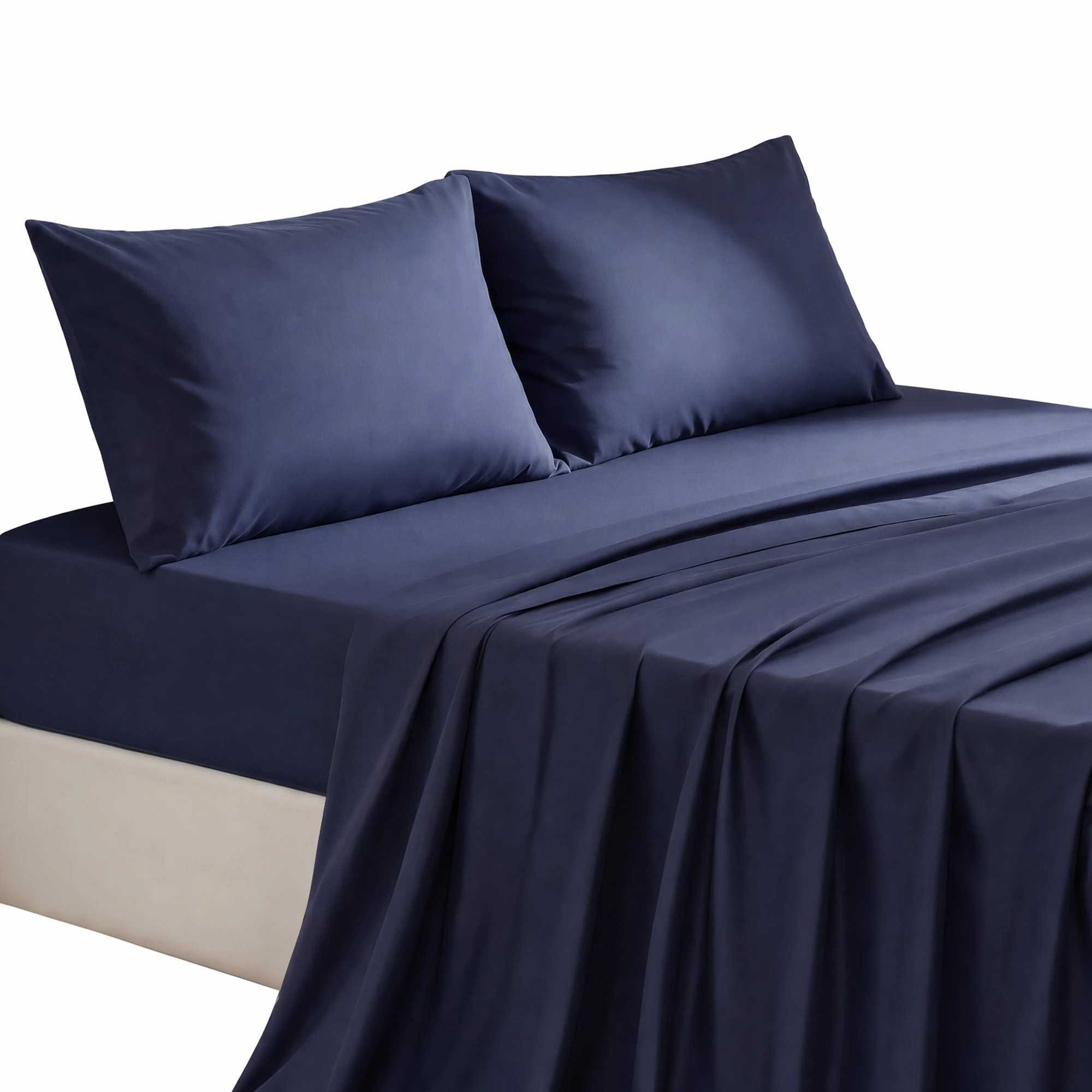 1 Giselle Bedding 500TC Cotton Sheet Set 40cm Deep Pocket for Hot Sleeper - King Bed - Blue, 1 of 9