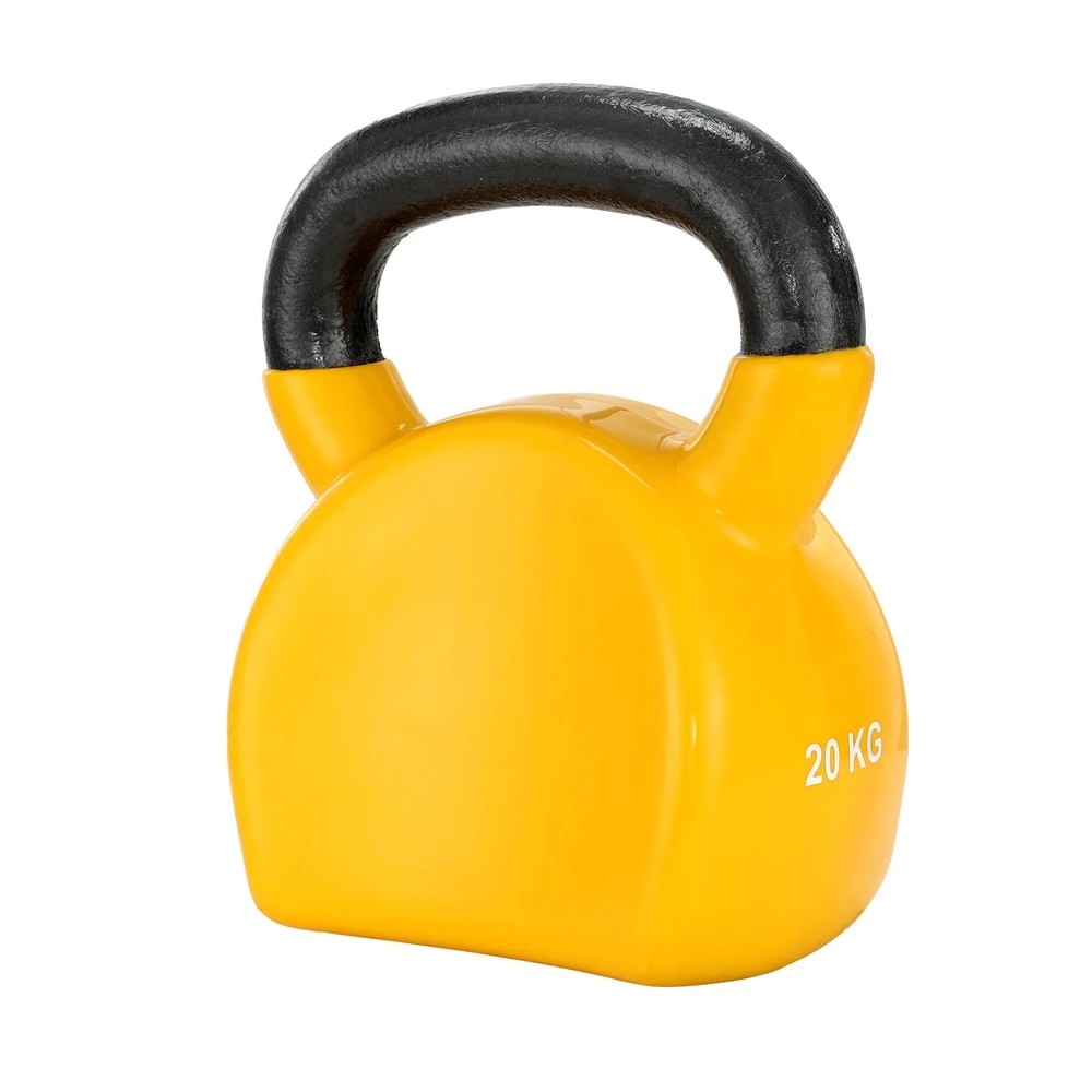 1 Everfit 20kg Kettlebell Set Weightlifting Bench Dumbbells Kettle Bell Gym Home - Yellow, 1 of 6