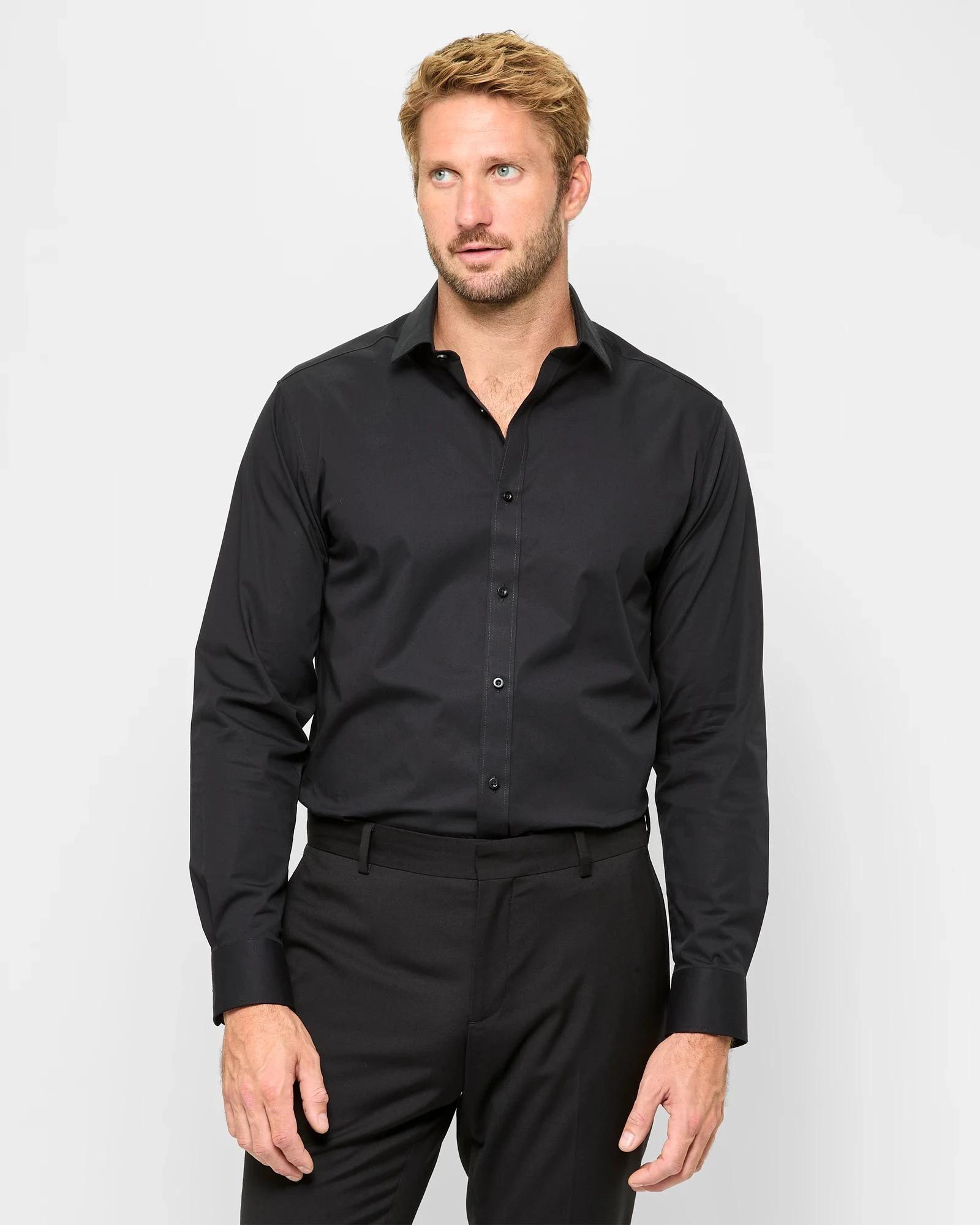 1 Slim Stretch Shirt - Preview BLACK, 1 of 7