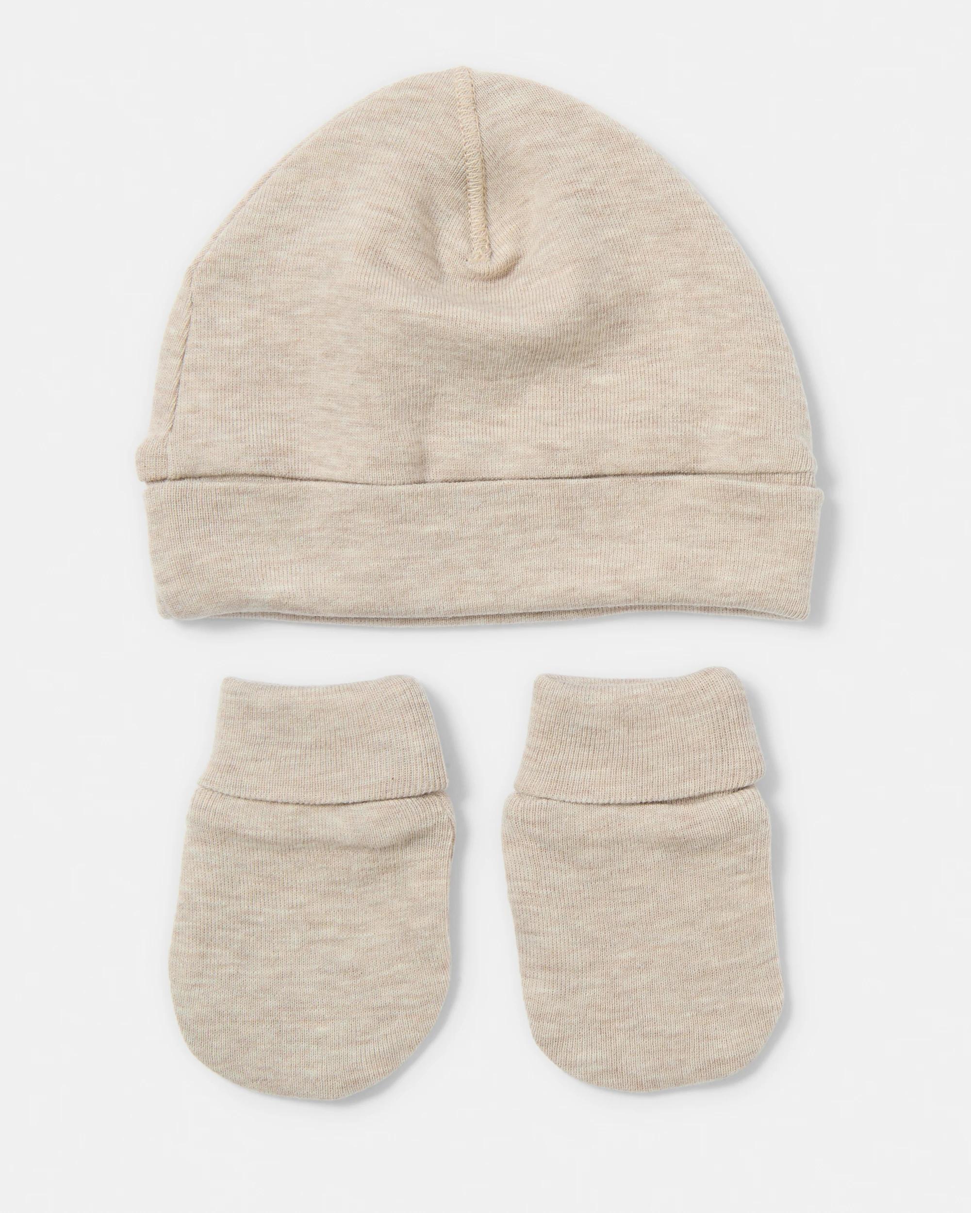 3 Newborn Hat and Mittens Set Brwn Aus, 3 of 8