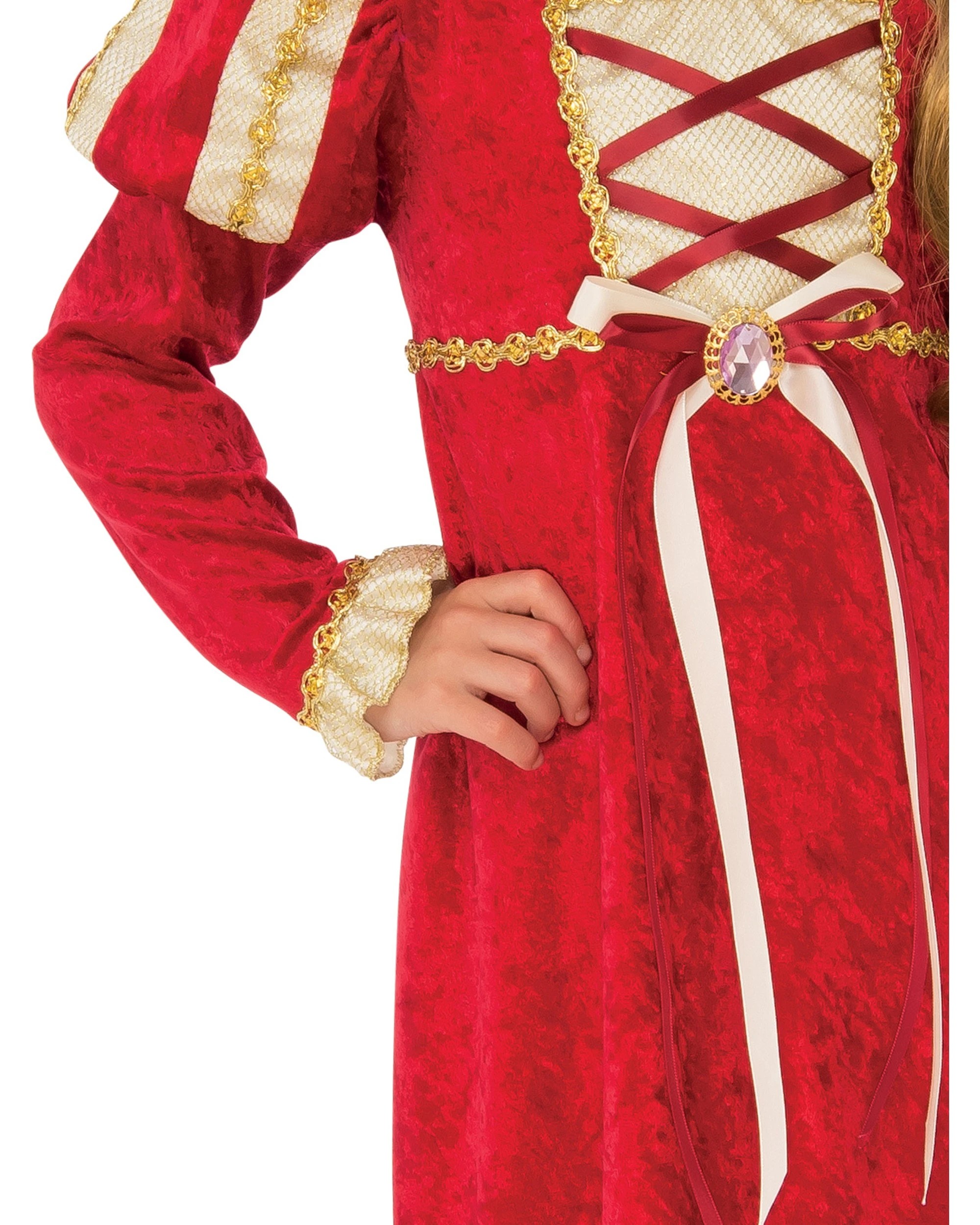 3 Rubies Medieval Princess Girls Dress Up Costume Size S - Red, 3 of 3