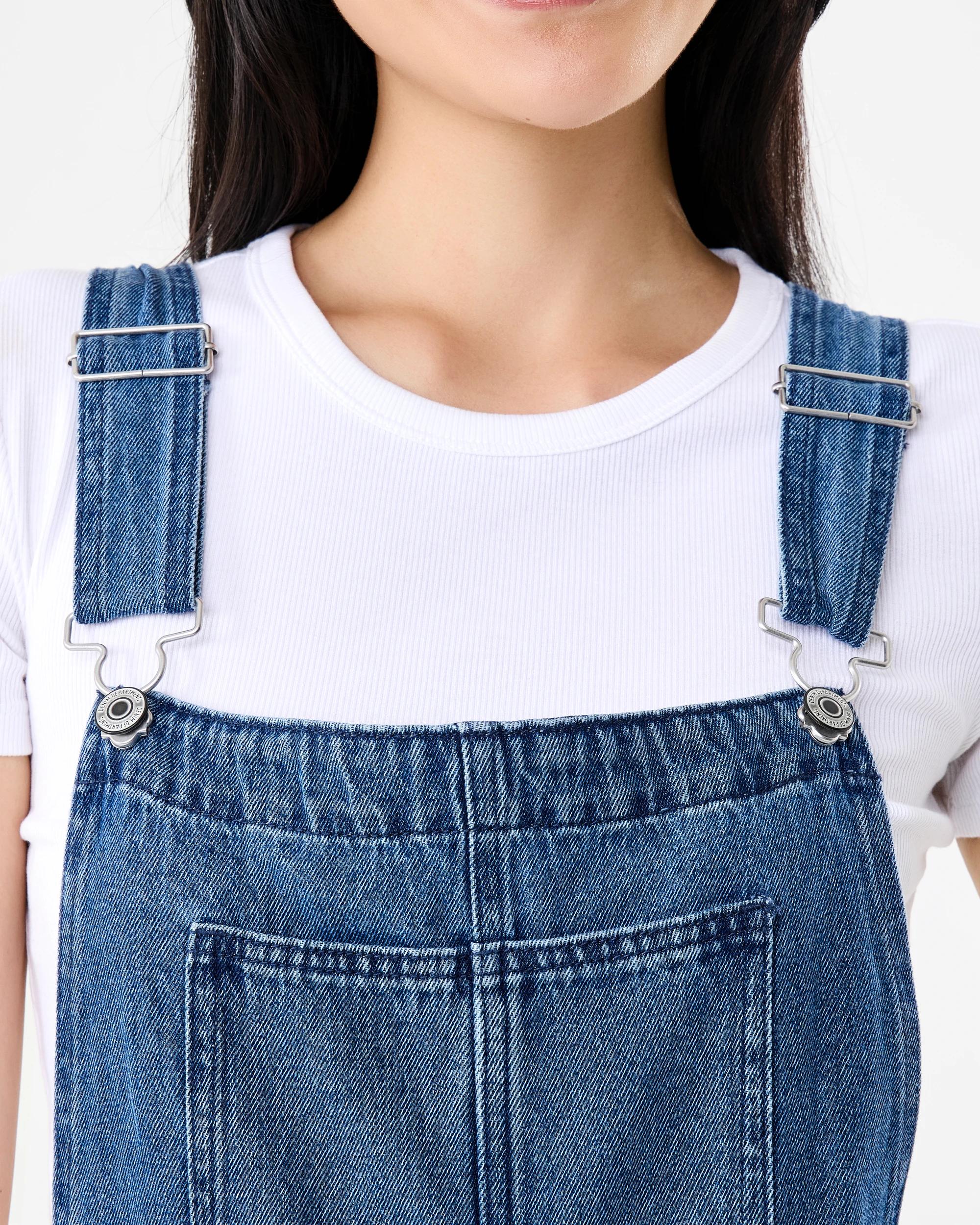 5 Sleeveless Barrel Leg Dungaree Mid Wash, 5 of 9
