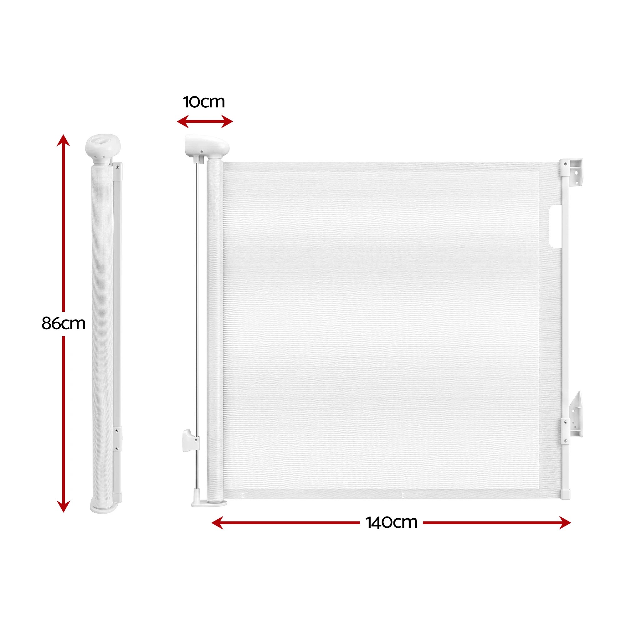 3 Keezi Retractable Gate Extends up to 140cm Baby Gate Pet Safety Fence White - White, 3 of 8