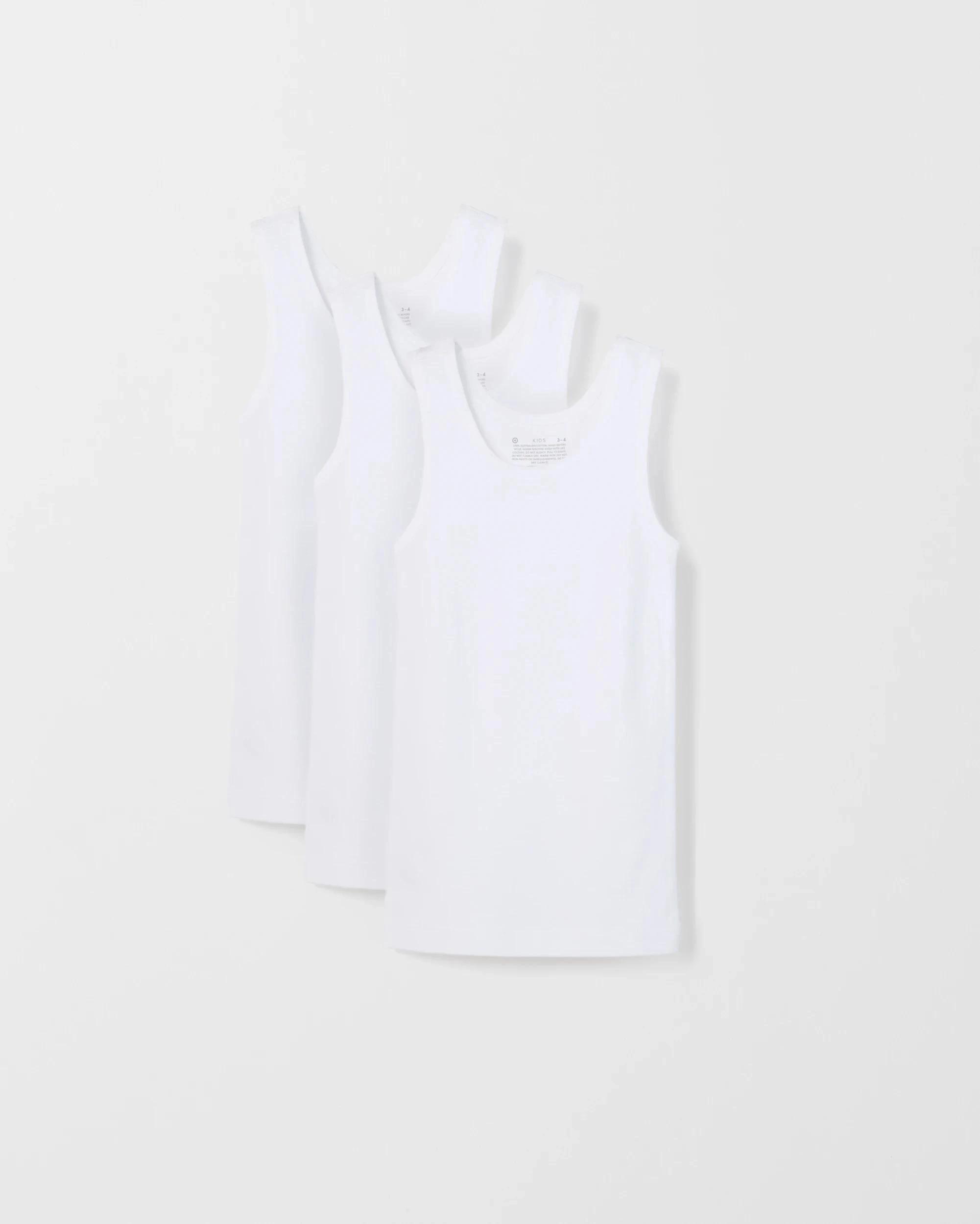 1 Target Kids Australian Cotton 3 Pack Younger Boys Vest WHITE, 1 of 3