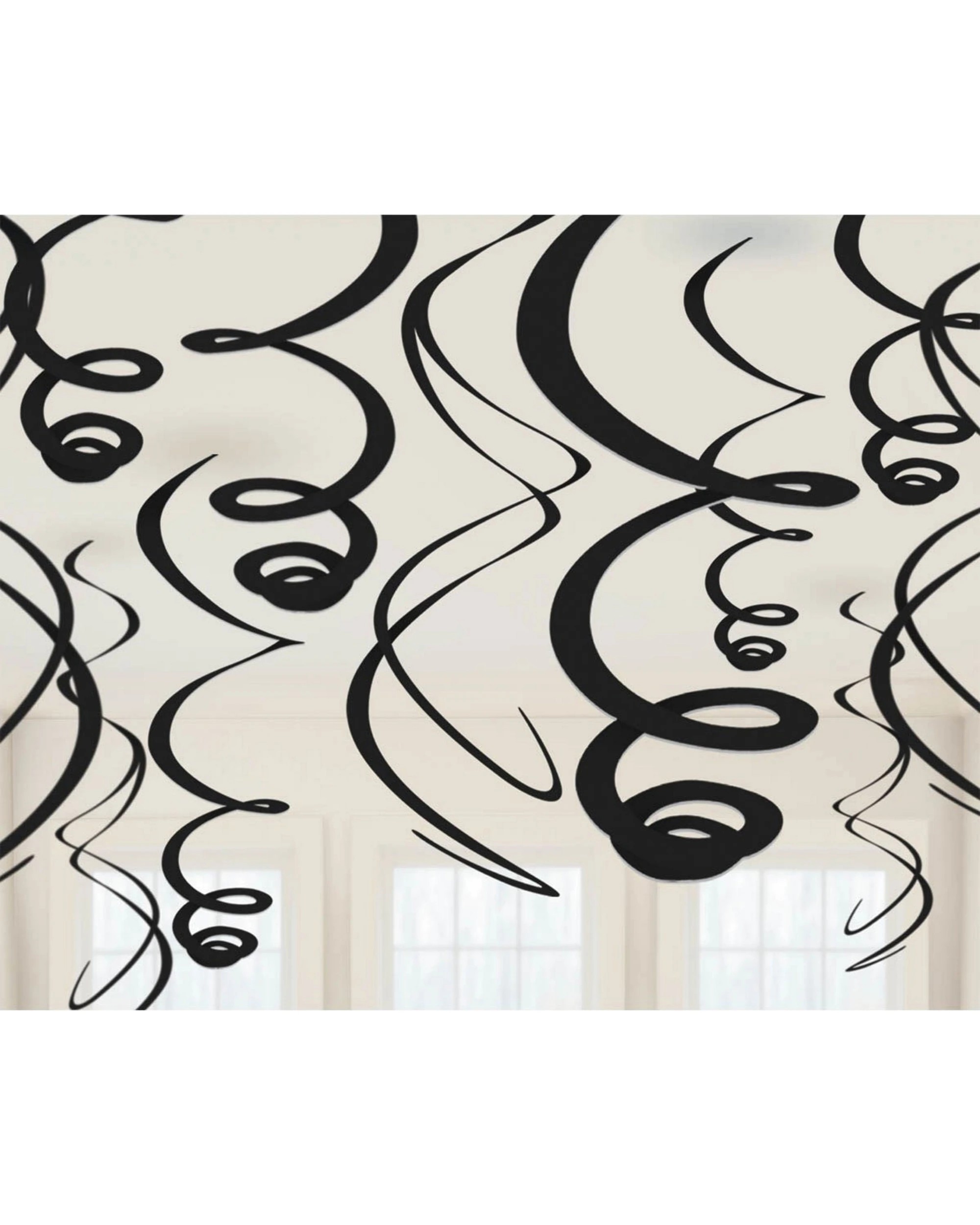 1 Amscan Swirl Decorations Pack of 12 - Black, 1 of 1