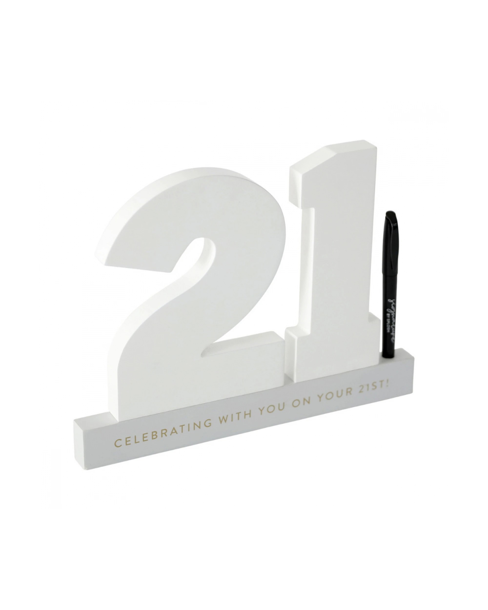 2 Splosh 21st Birthday Wooden Signature Number W/ Marker Keepsake 29x21cm White
 - White, 2 of 6