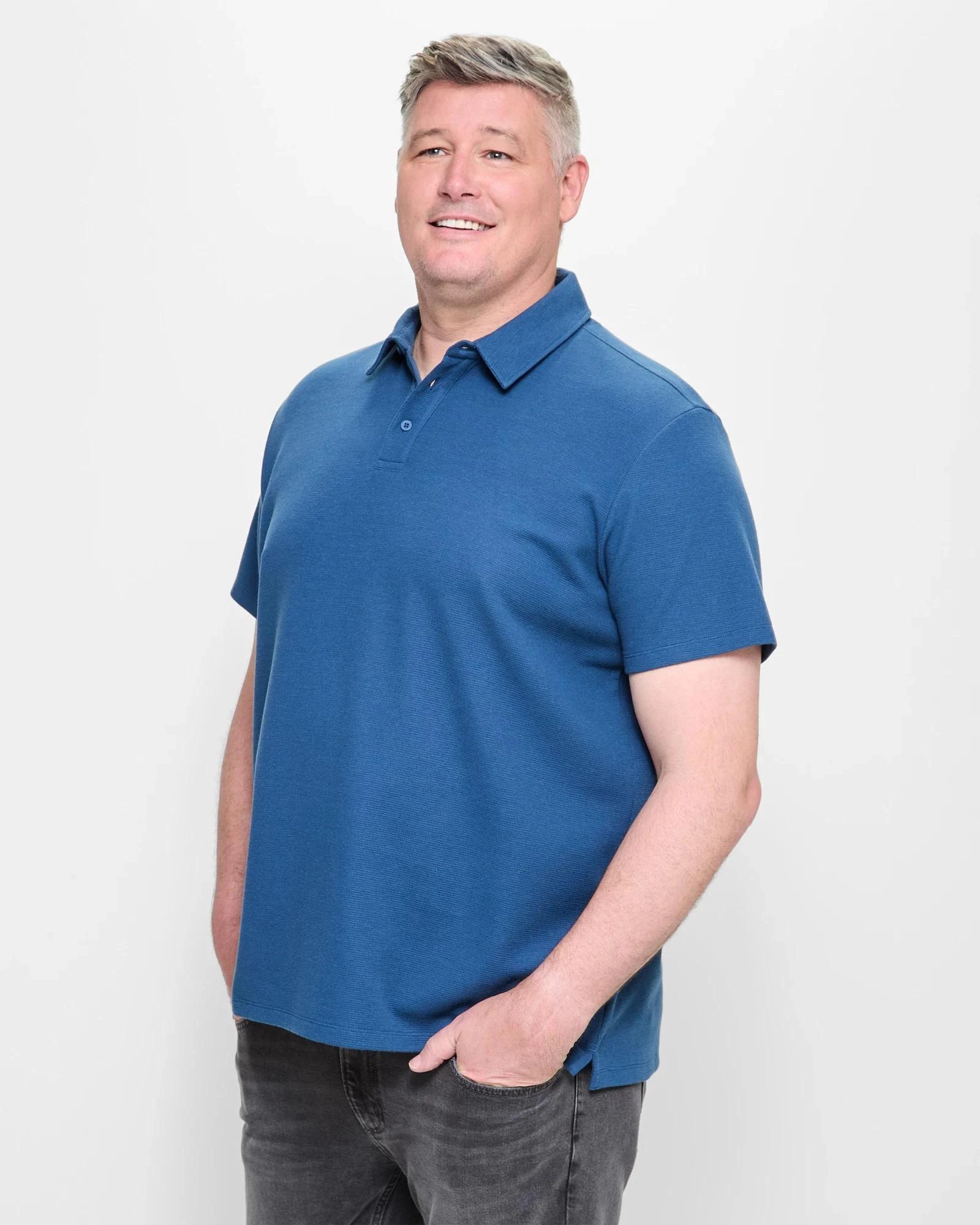 3 Target Plus Size Australian Cotton Blend Waffle Polo Top DARK DENIM, 3 of 5