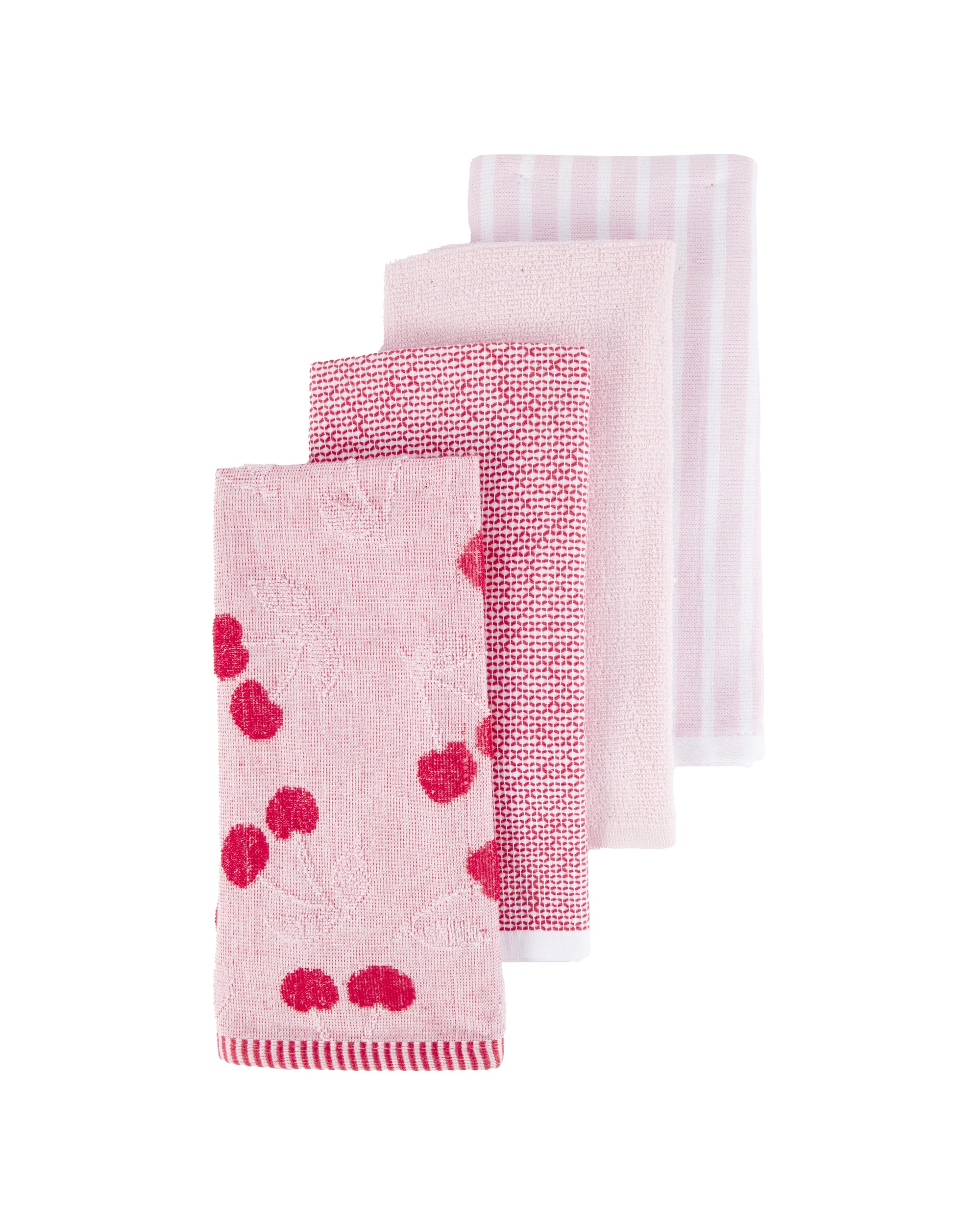 1 4 Pack Pink Cherry Terry Tea Towels, 1 of 7