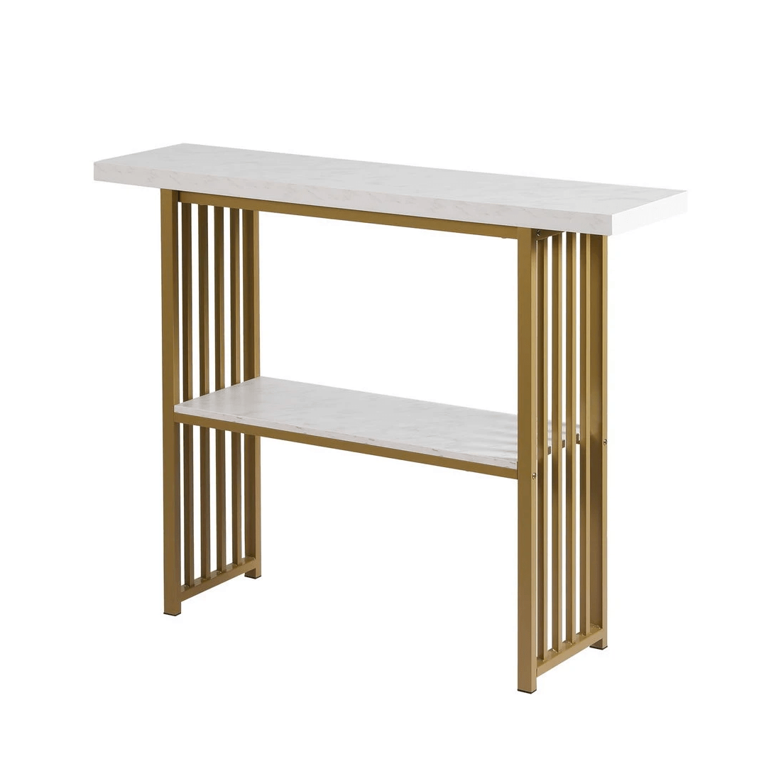 1 Artiss Console Table Marble Effect &Gold - Multi, 1 of 7