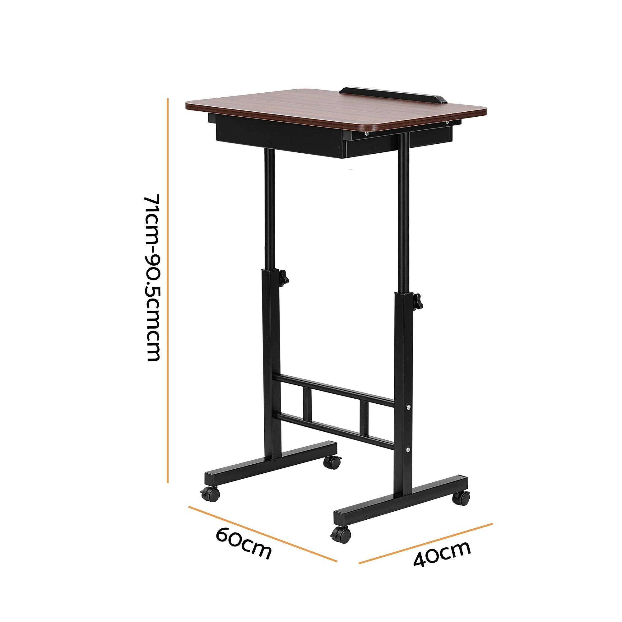 2 Artiss Adjustable Laptop Desk Mobile Bedside Table Hidden Storage - Natural, 2 of 10