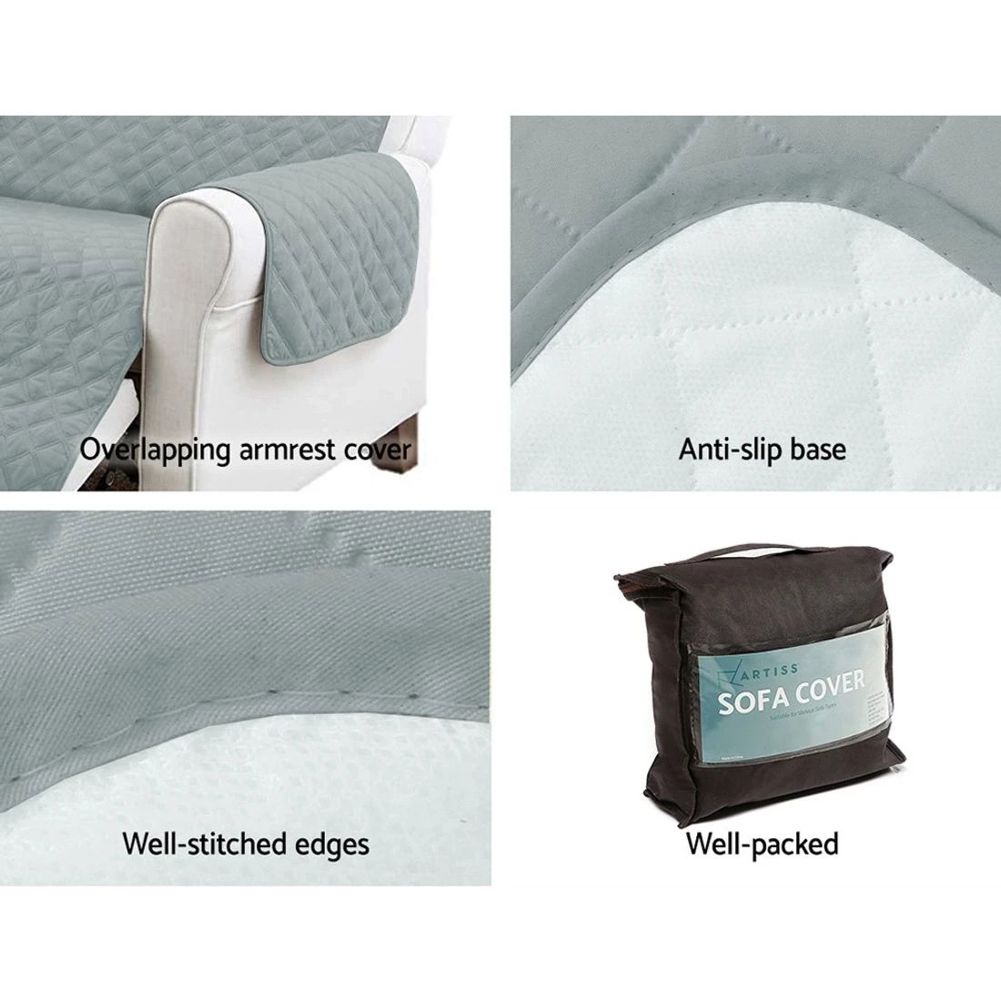 5 Artiss Sofa Cover Couch Covers 3 Seater 100% Water Resistant
 - grey, 5 of 6