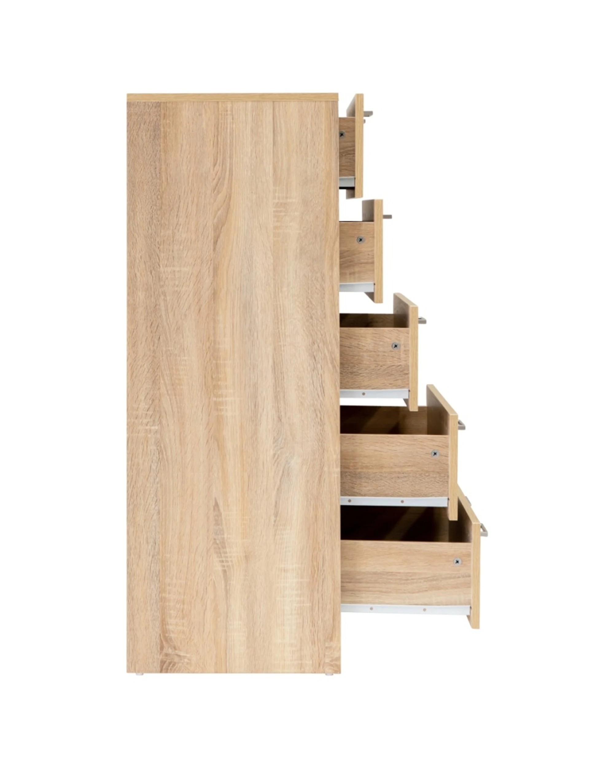 7 Alpine Bay Tribecca 5 Drawer Chest Metal Handles Storage Modern Design Light Sonoma Oak - Brown, 7 of 8