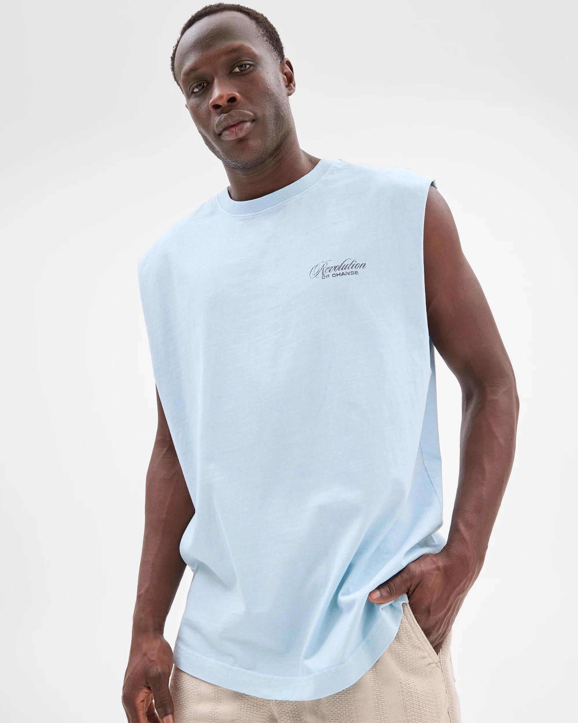 3 Commons Australian Cotton Graphic Tank Top REVOLUTION BLUE, 3 of 5