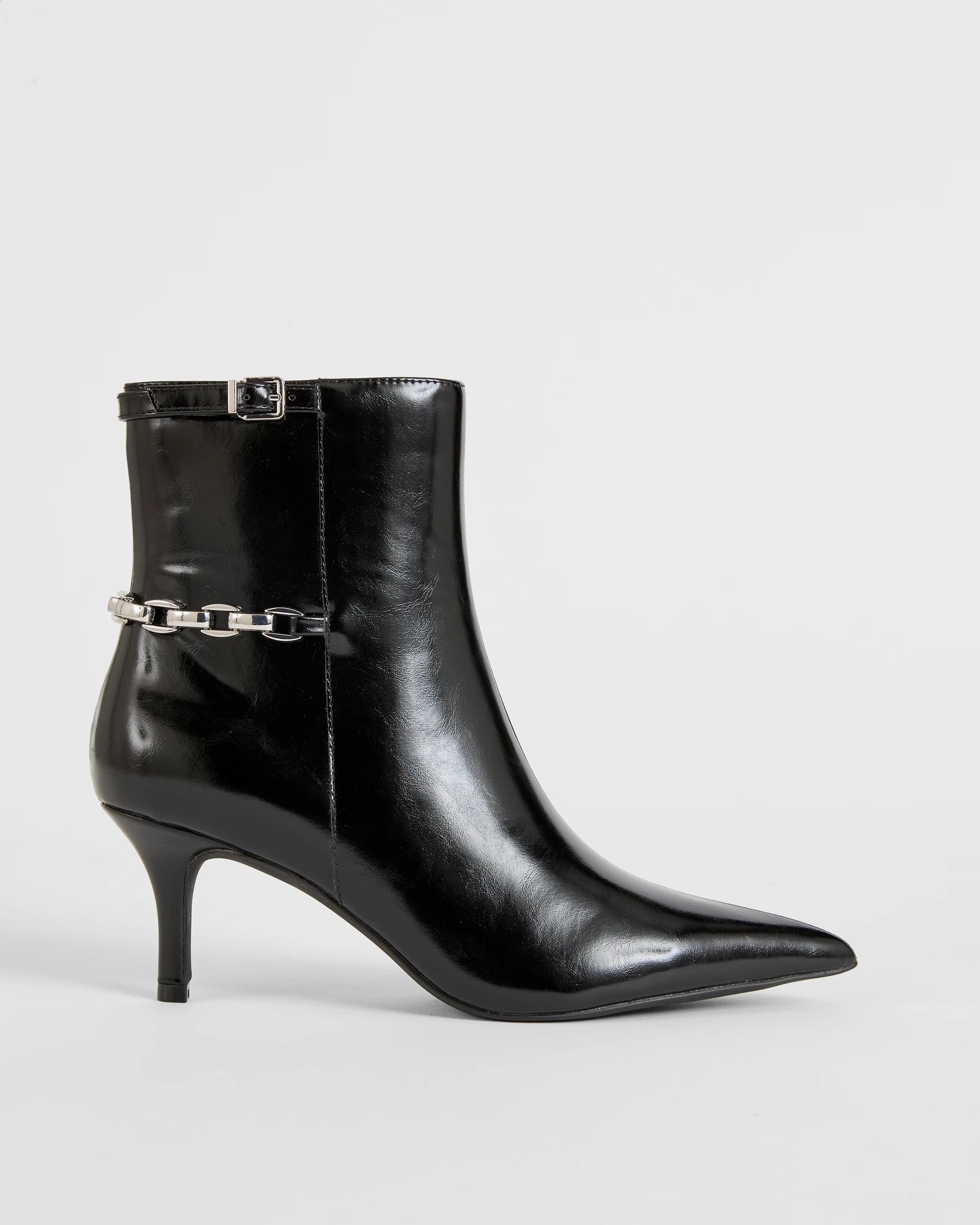 1 Target Woman Ankle Kitten Heel Shaft Boots - Athena BLACK PATENT, 1 of 3