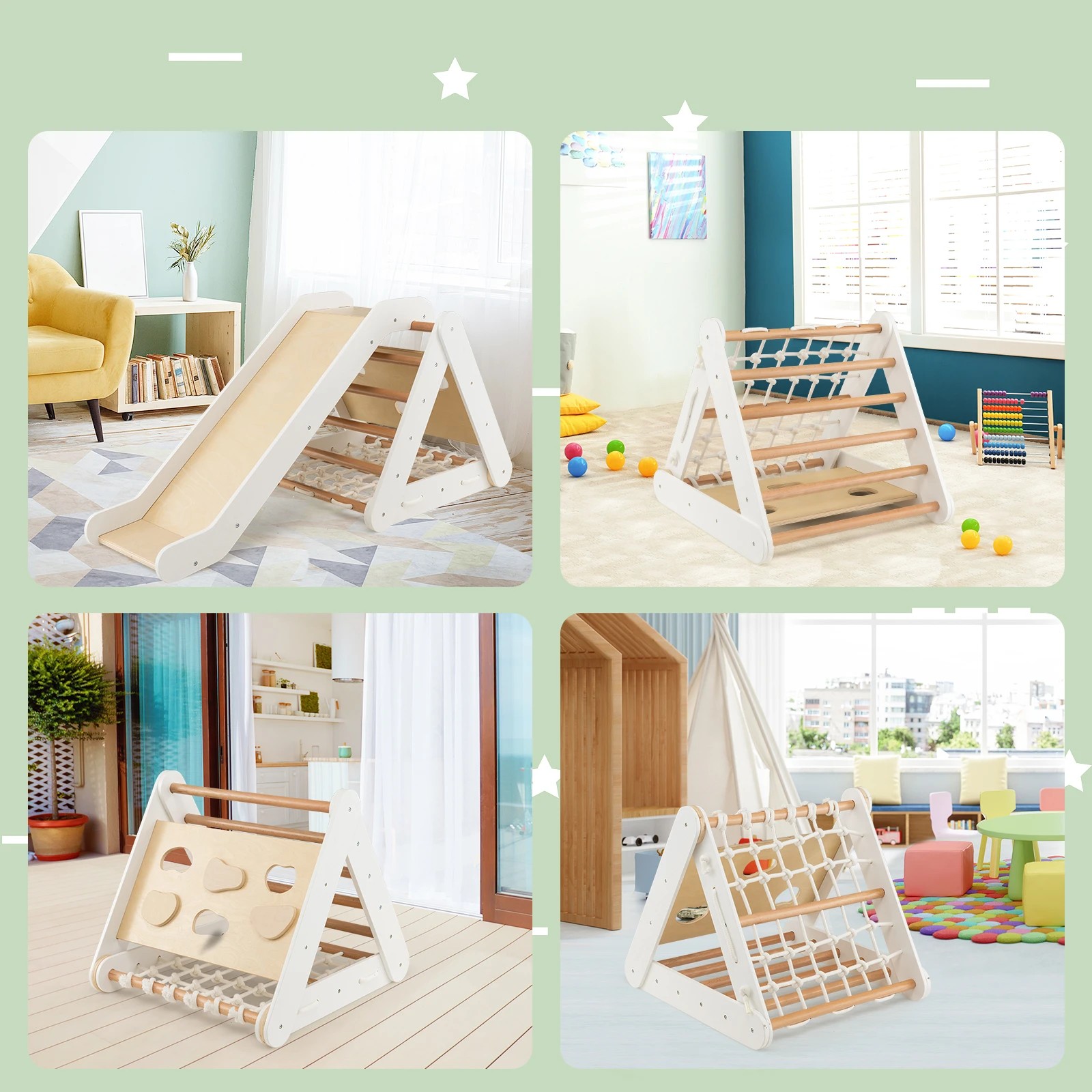 3 Costway Climb Playset Jungle Gym Play Center Wooden Playground, 3 of 5
