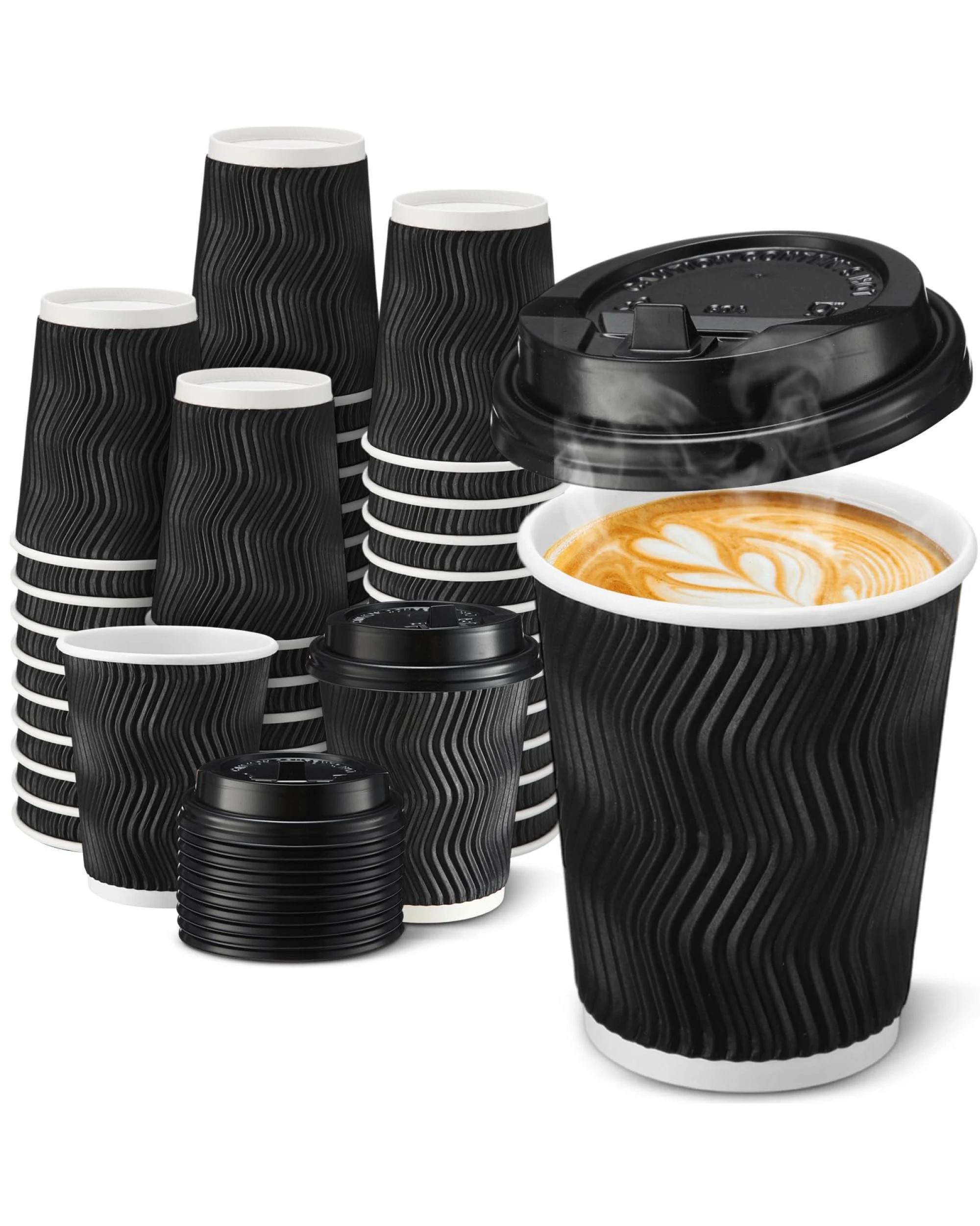 1 BR Home 360 Pack Triple Wall Paper Coffee Cups in Black 8oz, 1 of 6