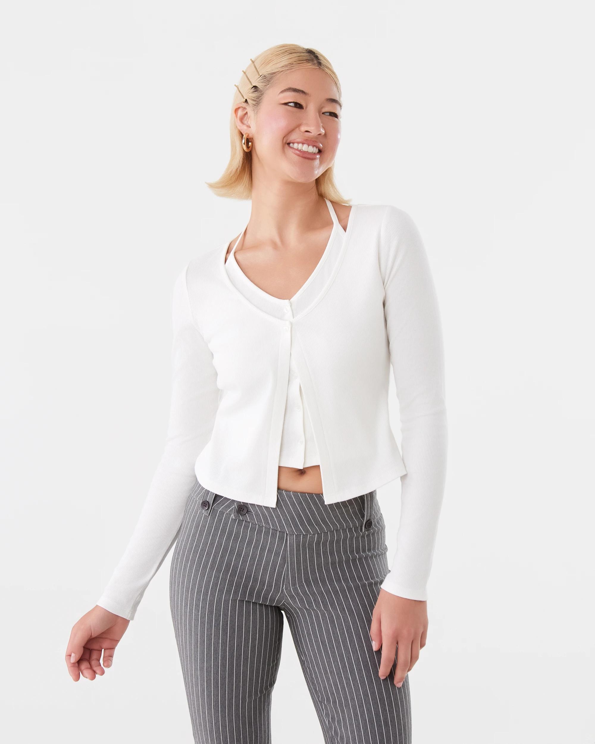 1 Two in One Cardigan Snw White, 1 of 8