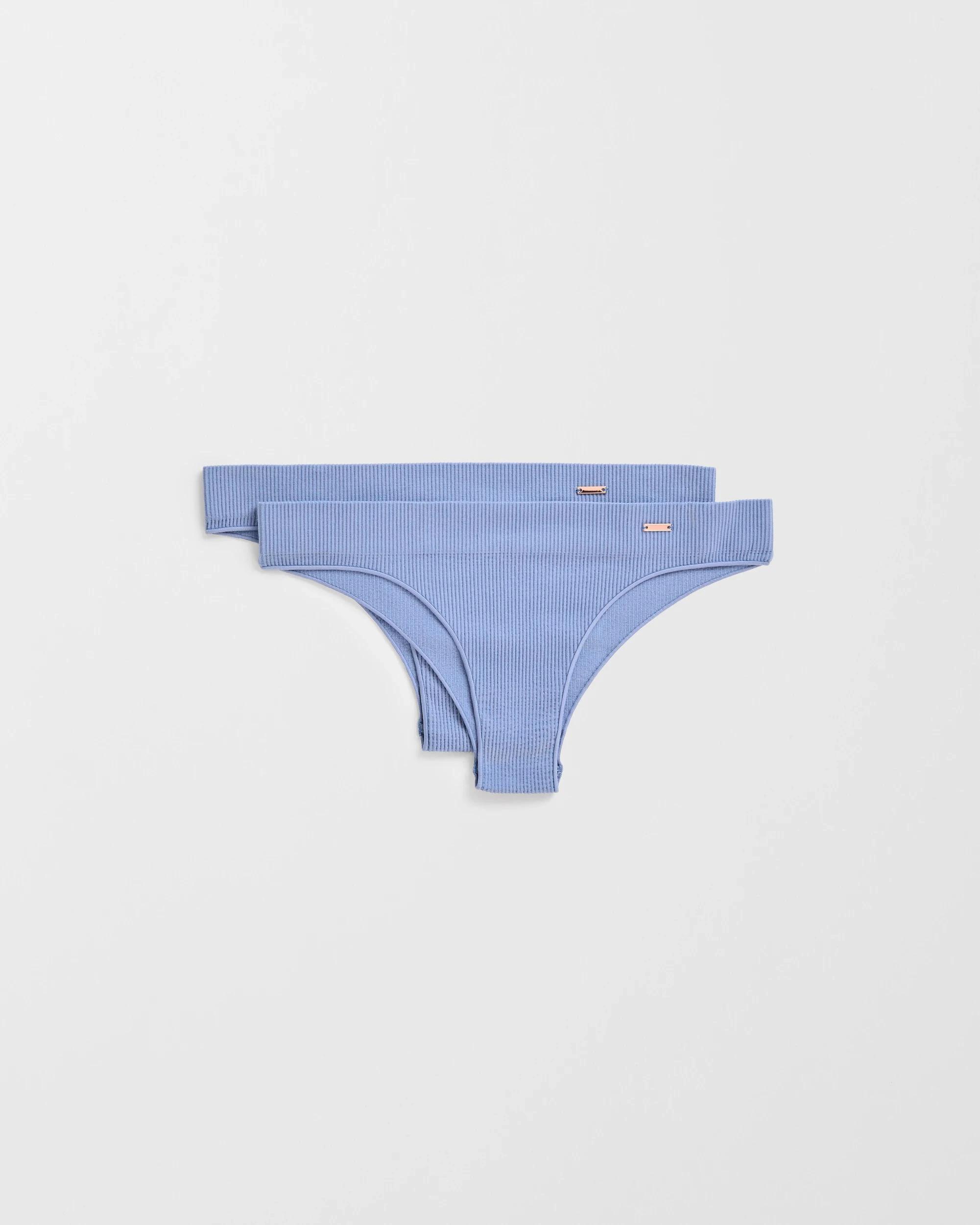 4 Lily Loves 2 Pack Rib Seamfree Brazilian Briefs COUNTRY BLUE, 4 of 6