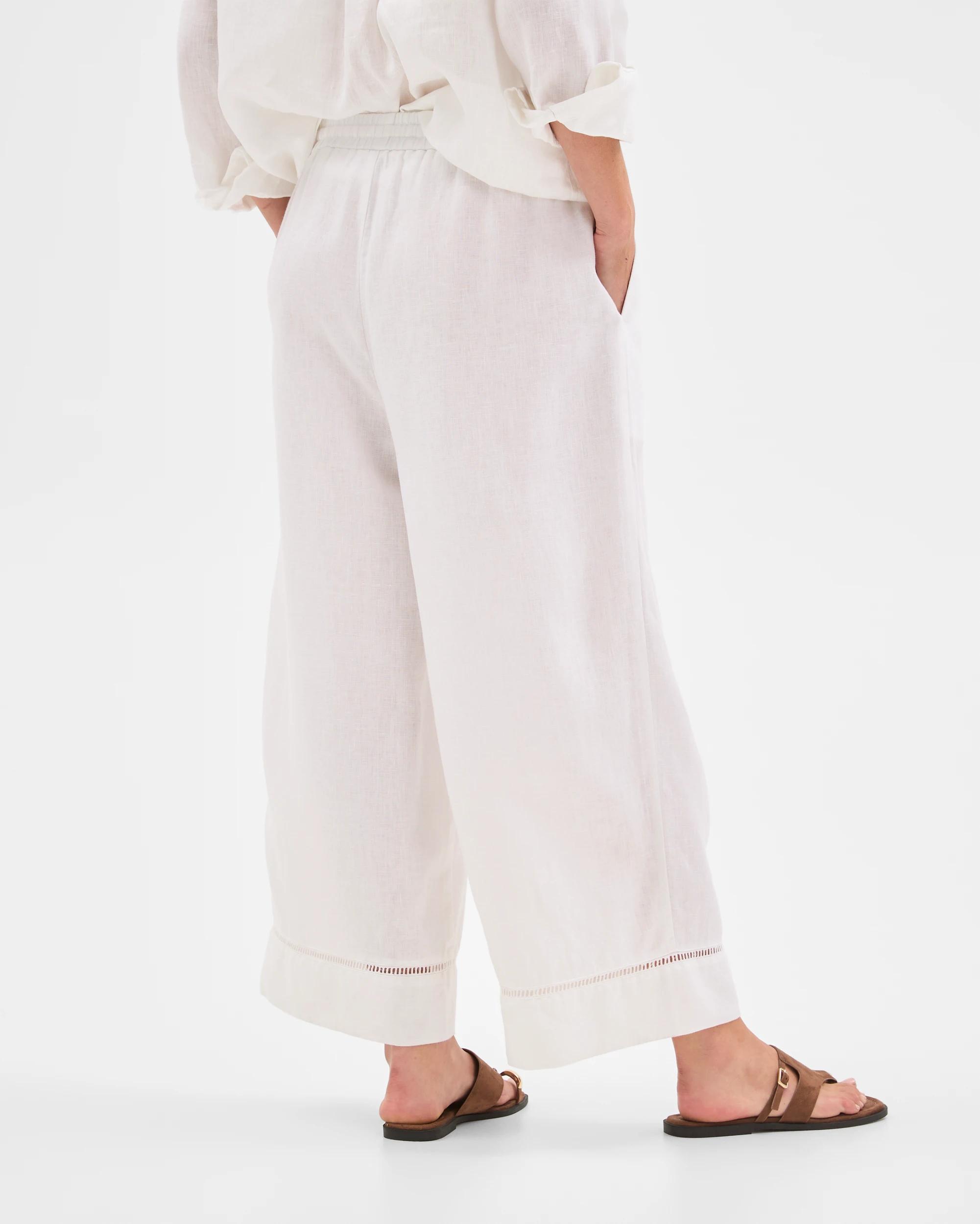 6 Target Woman Resort European Linen Trim Crop Pants WHITE, 6 of 6