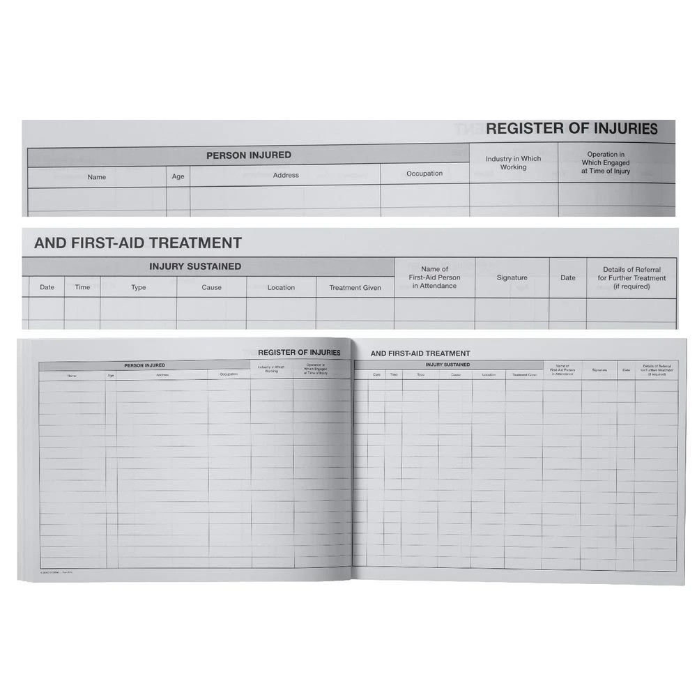 3 Zions Register of Injuries and First Aid Treatment Book, 3 of 3