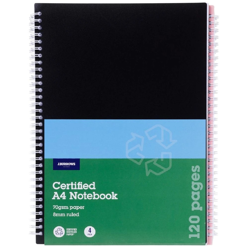 2 J.Burrows A4 PP Notebook 120 Page 4 Pack, 2 of 3