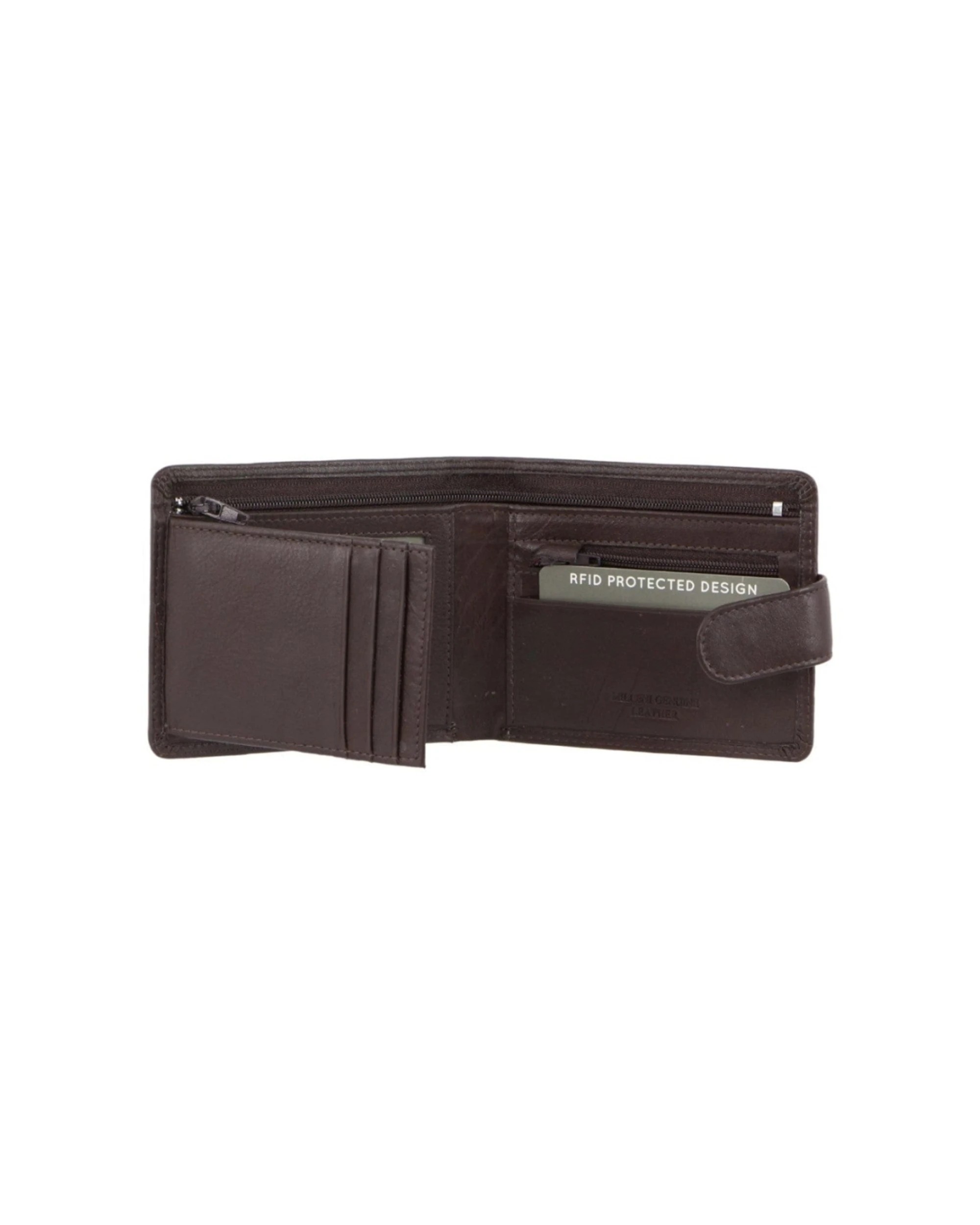 2 Milleni Men's Leather Tab Card/Cash RFID Protected Wallet 11cm - Brown, 2 of 2