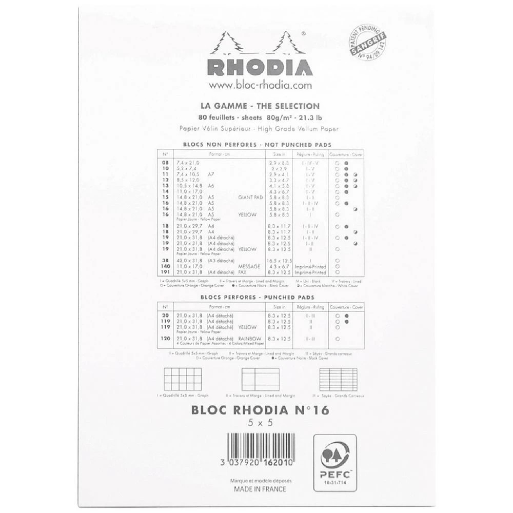 5 Rhodia No. 16 Grid Ruled A5 Notepad White 80 Sheets, 5 of 5