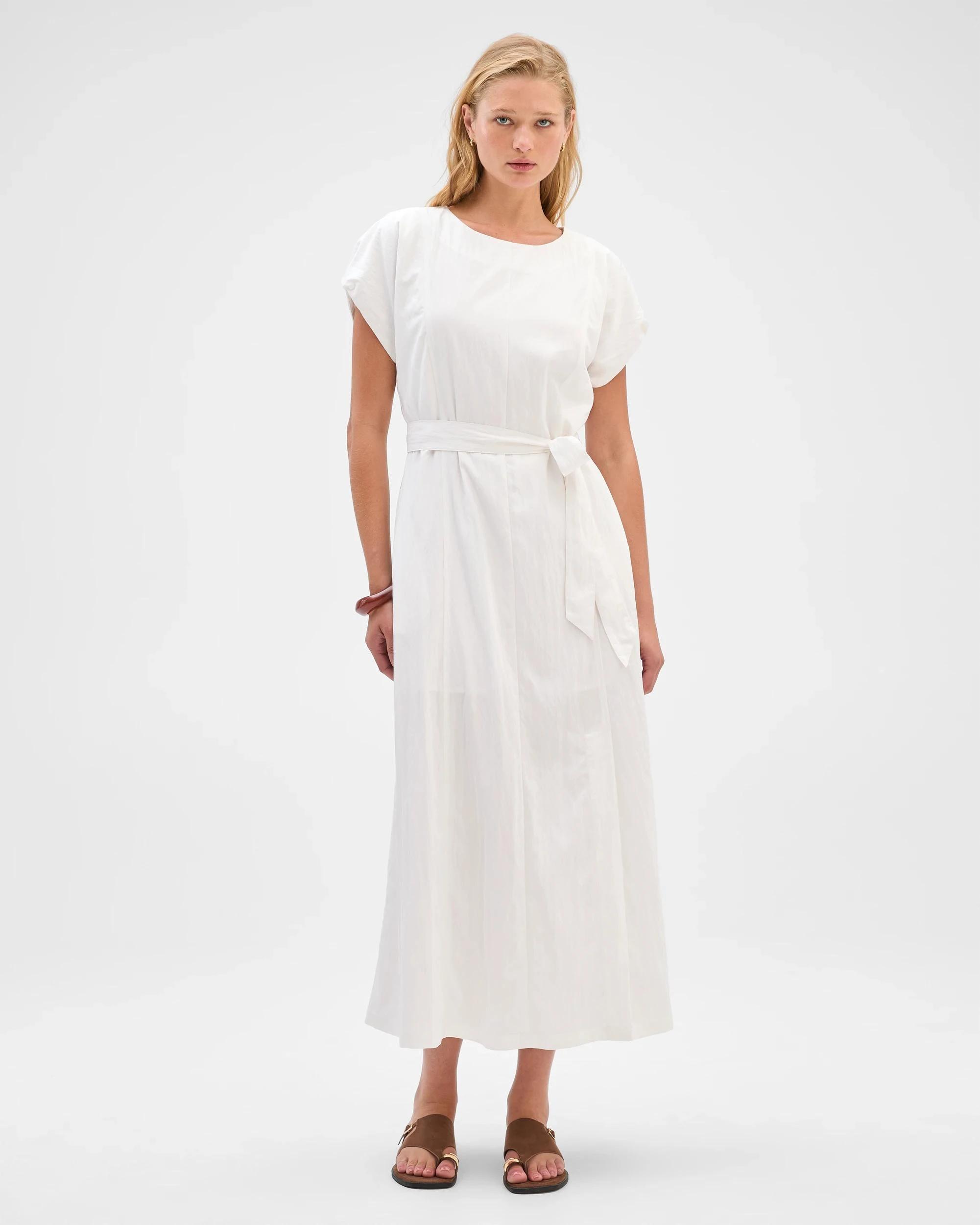 5 Preview Split Detail Midi Dress CLOUD DANCER, 5 of 7