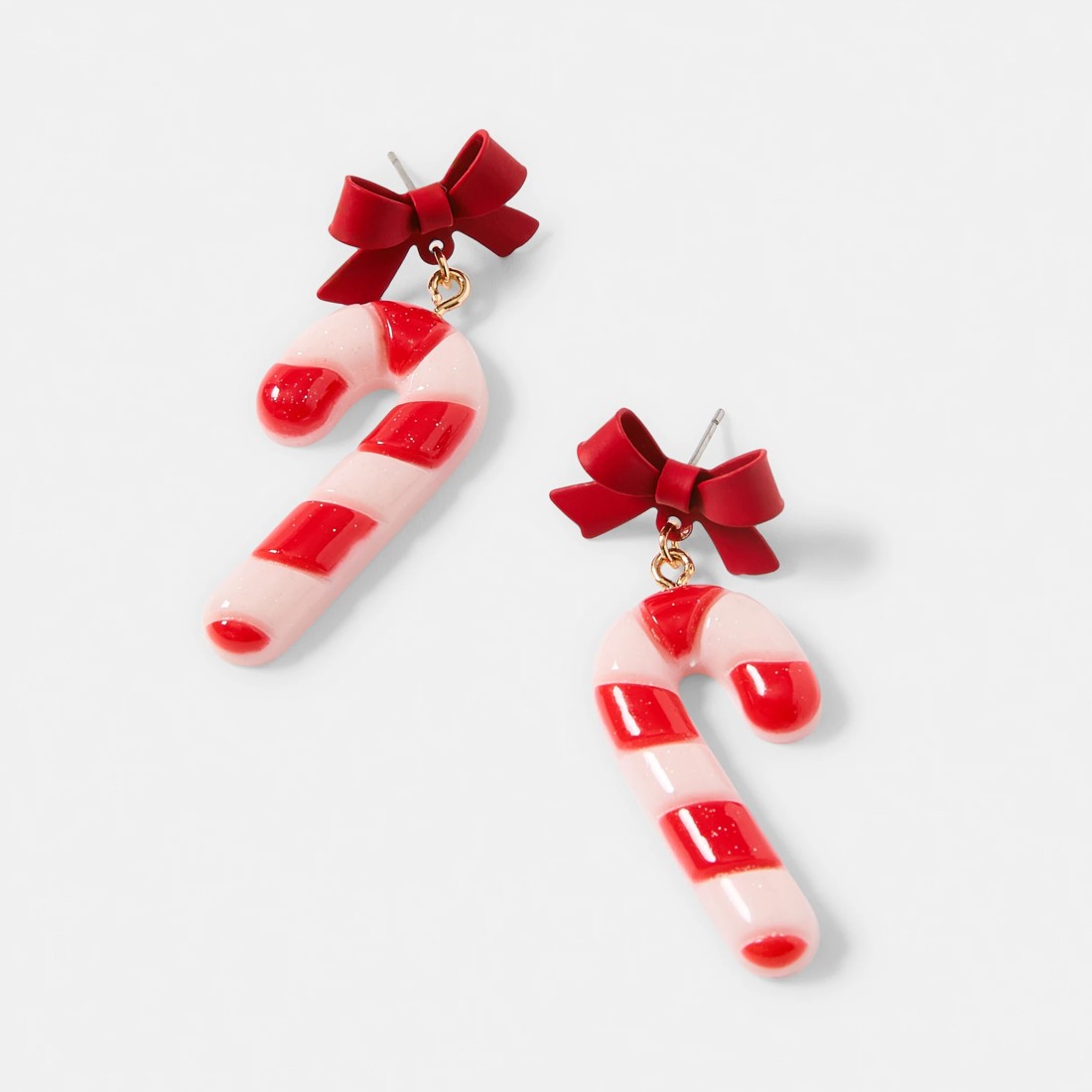 3 Christmas Candy Cane Earrings - Red, 3 of 5