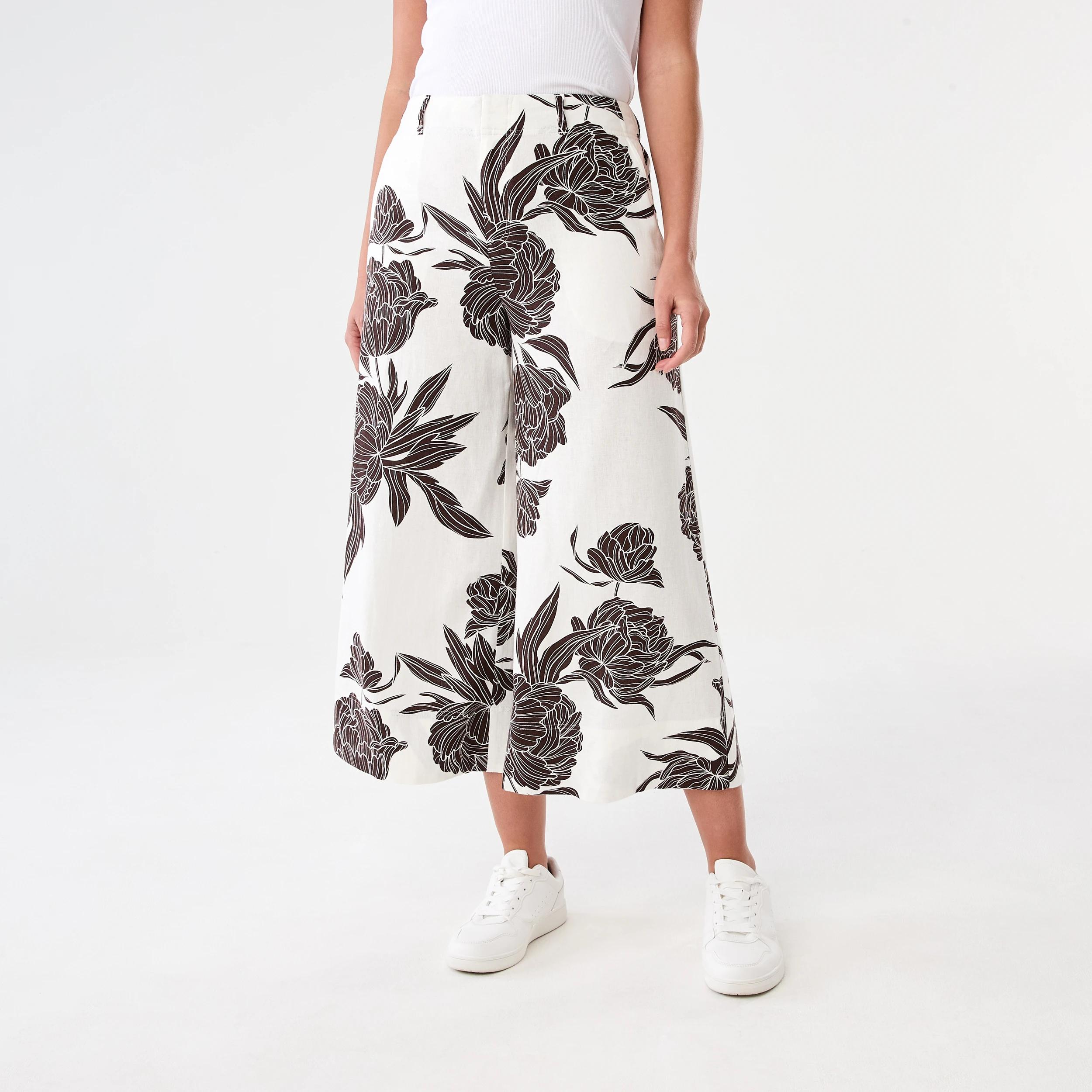1 Printed Linen Blend Pants Choc Flrl, 1 of 5