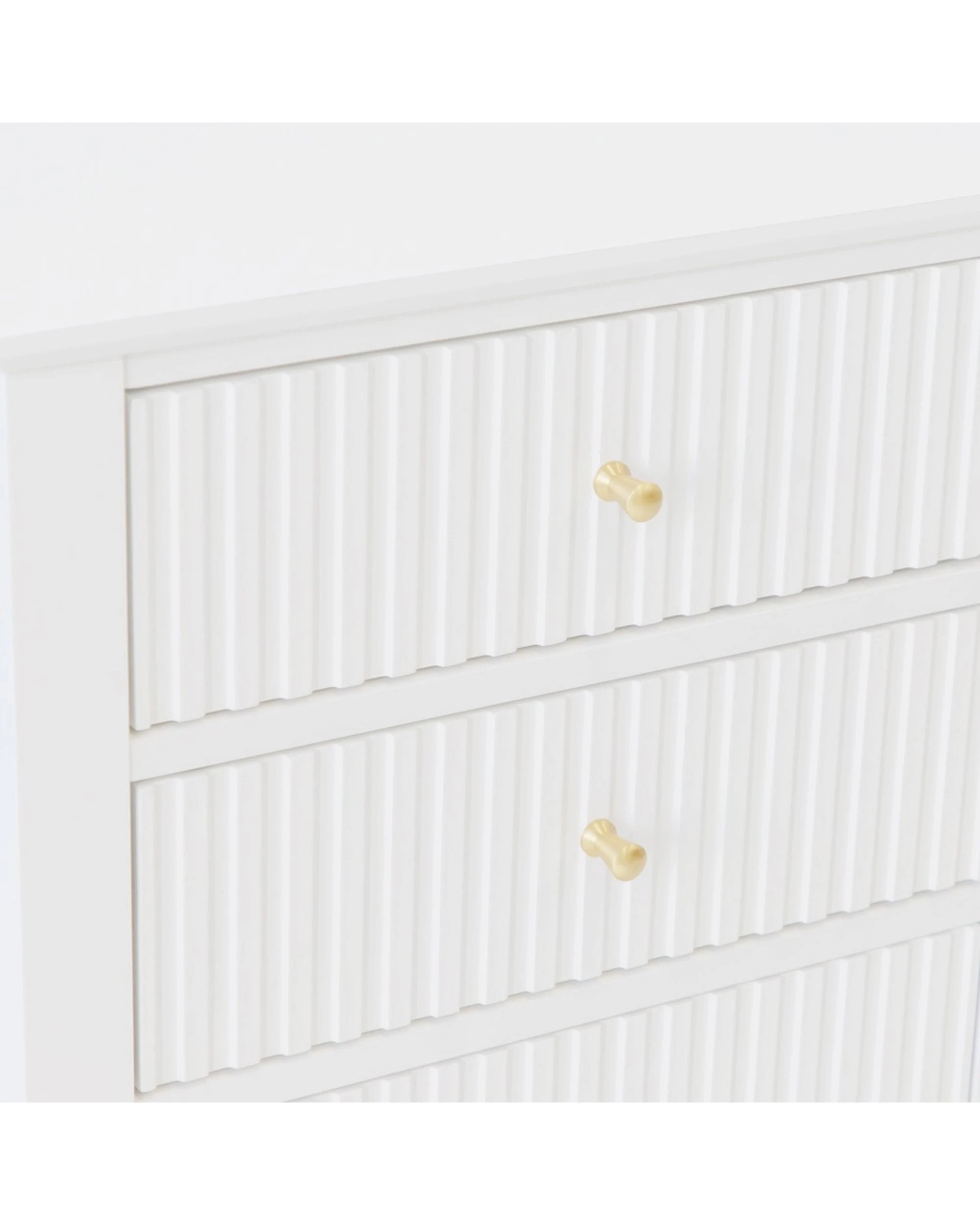 6 Alpine Bay Zara Fluted 3 Drawer Side Table With Shelf Storage Classic Style 48x35x61.5cm - White, 6 of 9