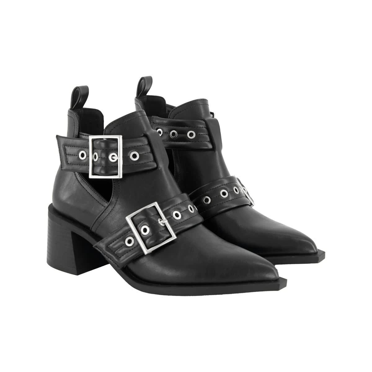 4 Open Double Buckle Boots Black, 4 of 4