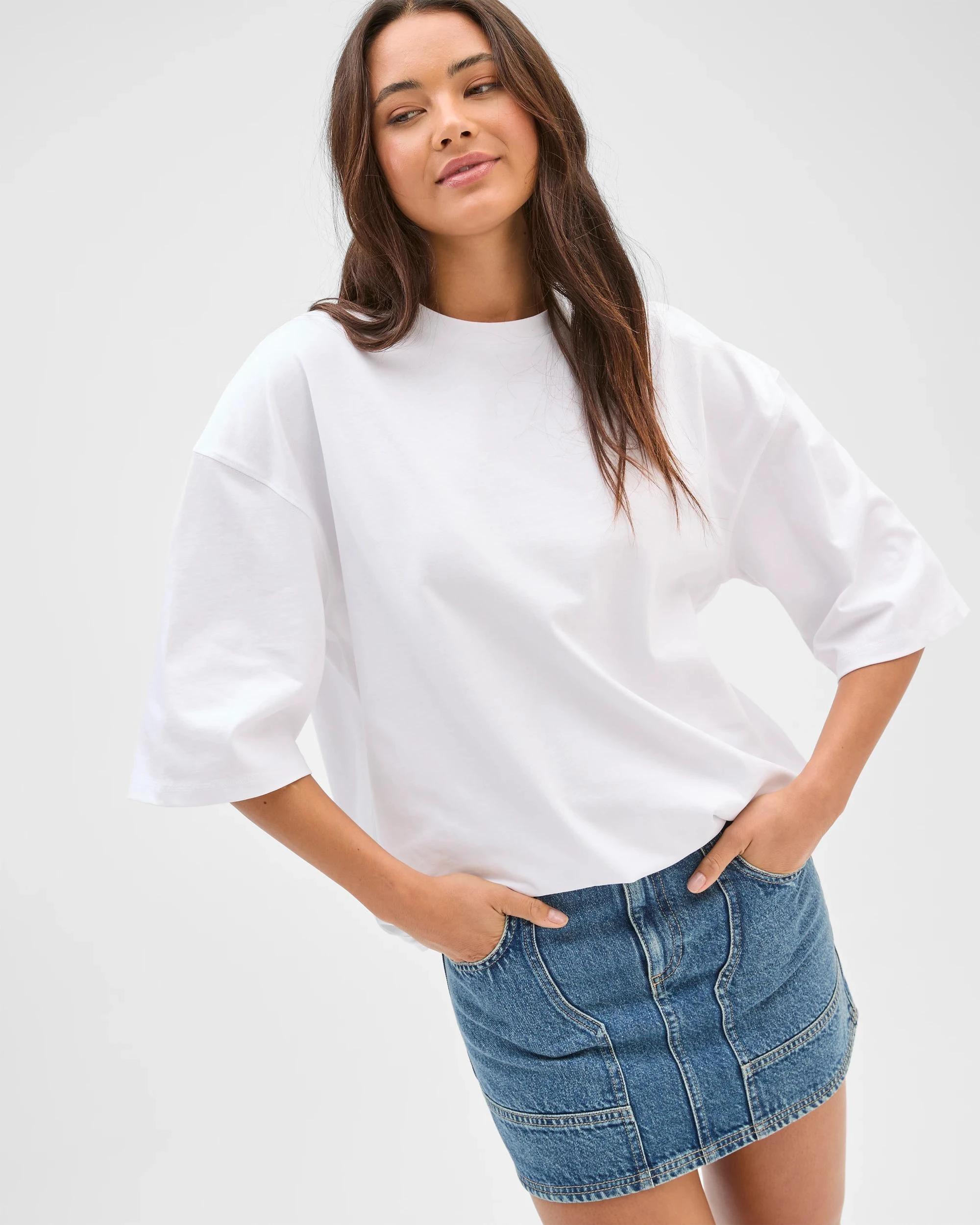 3 Lily Loves Oversized Australian Cotton T-Shirt LILY WHITE, 3 of 6