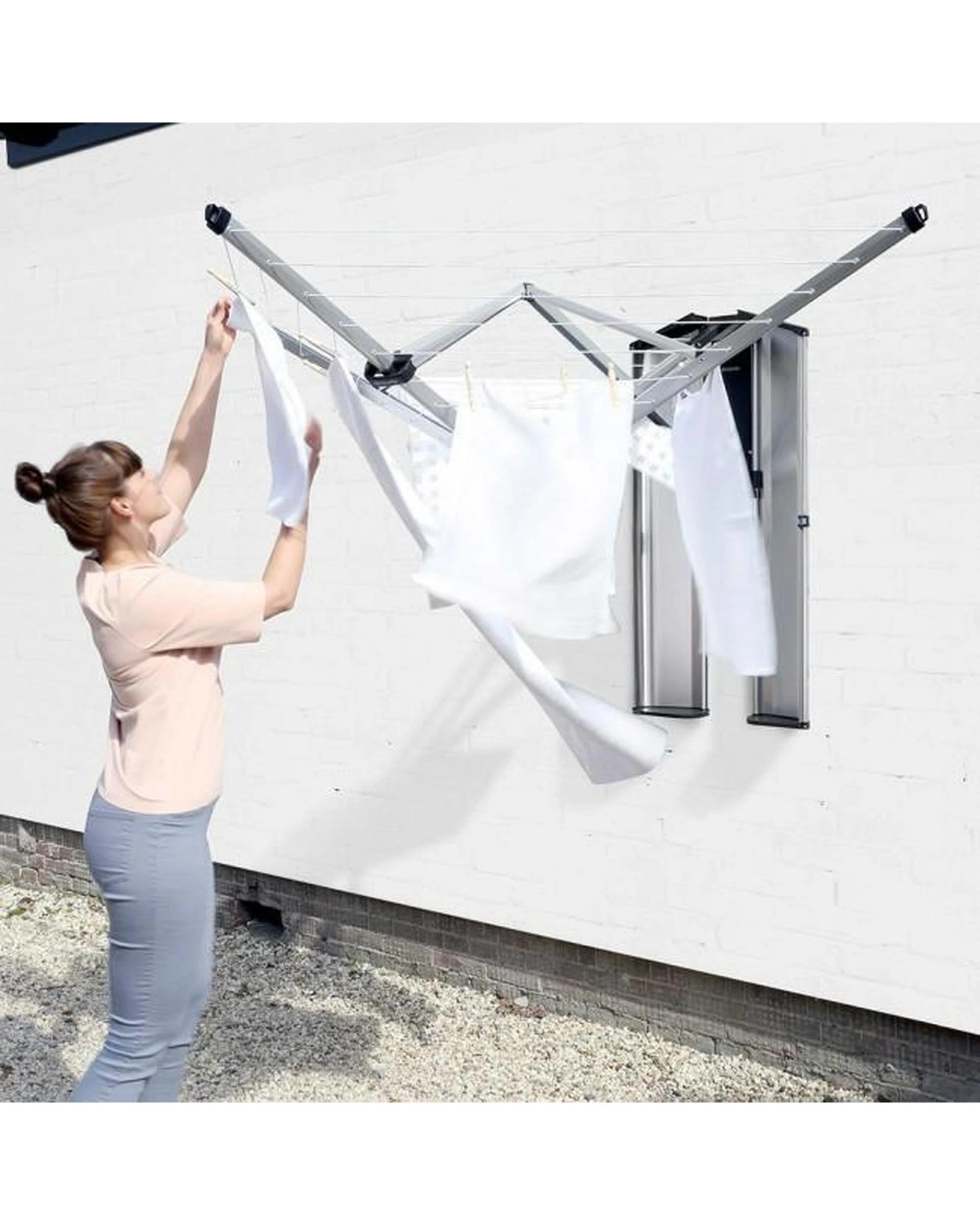 2 Brabantia Wall Fix Fold Away Clothes Line W Storage Box 24m, 2 of 6