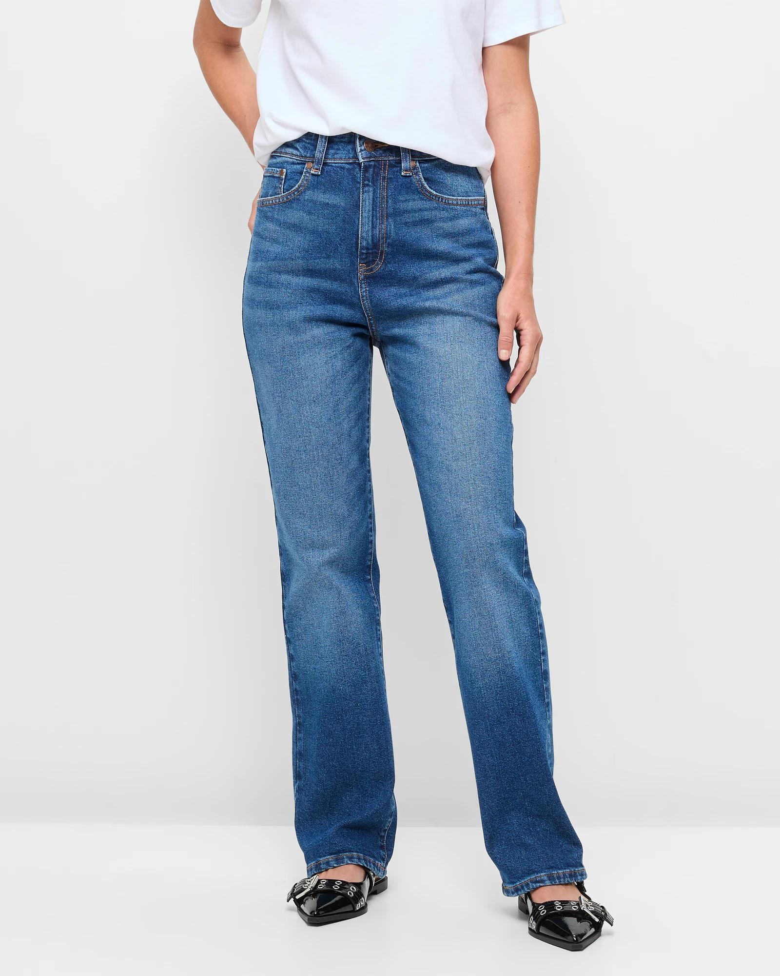 2 Target High Rise Full Length Straight Denim Jeans - Bella DARK BLUE, 2 of 5