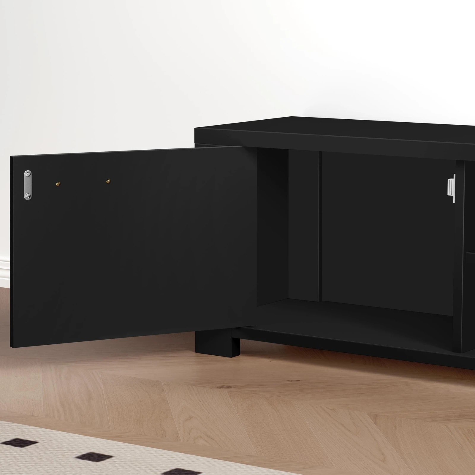 3 Alfordson TV Cabinet Entertainment Unit Stand Storage Shelf 160cm - Black, 3 of 10