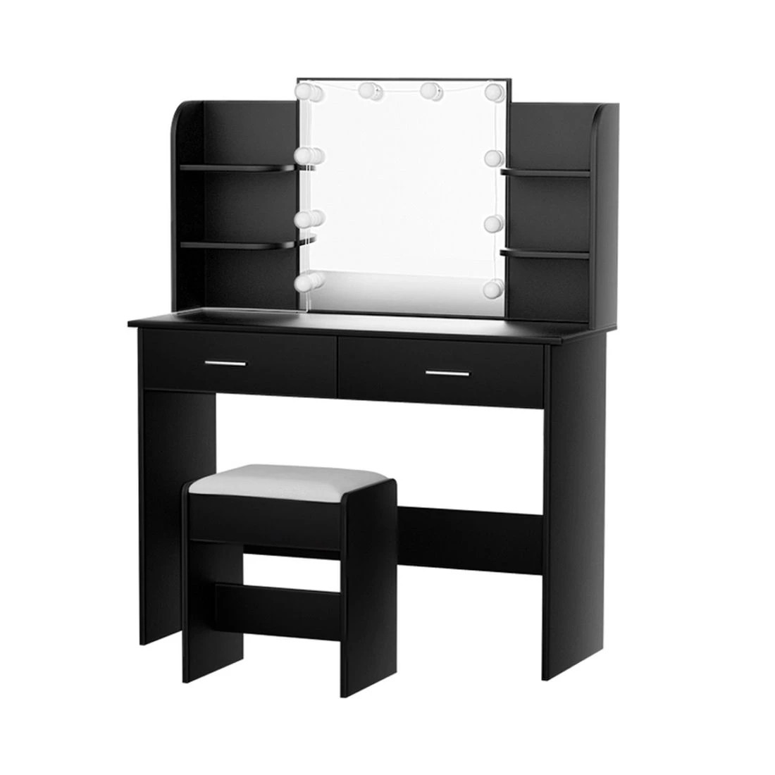 3 Artiss Dressing Table Set Stool 10 Led Bulbs  Dulcea - Black, 3 of 8