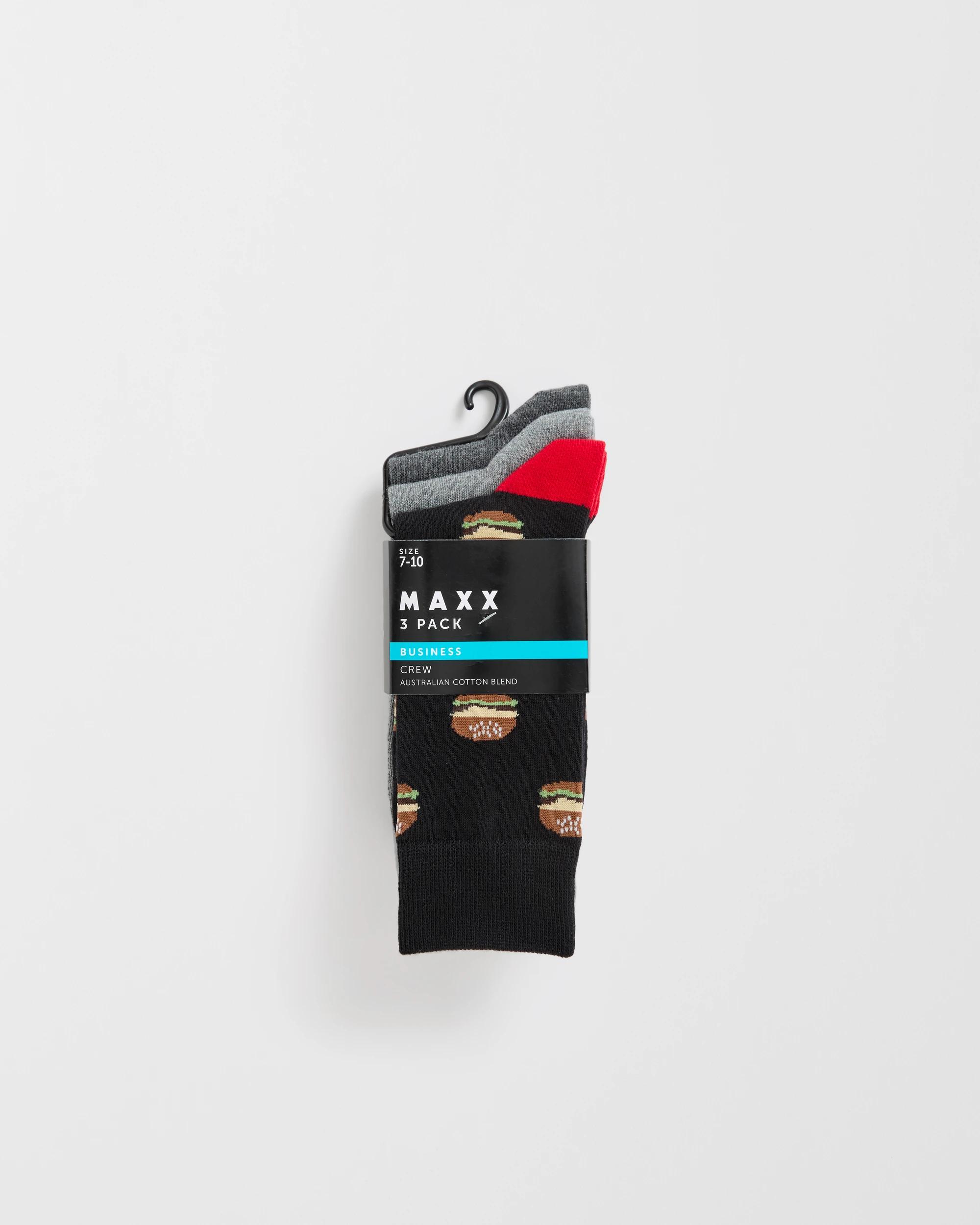 3 Maxx Australian Cotton Blend 3 Pack Business Socks FAST FOOD, 3 of 3