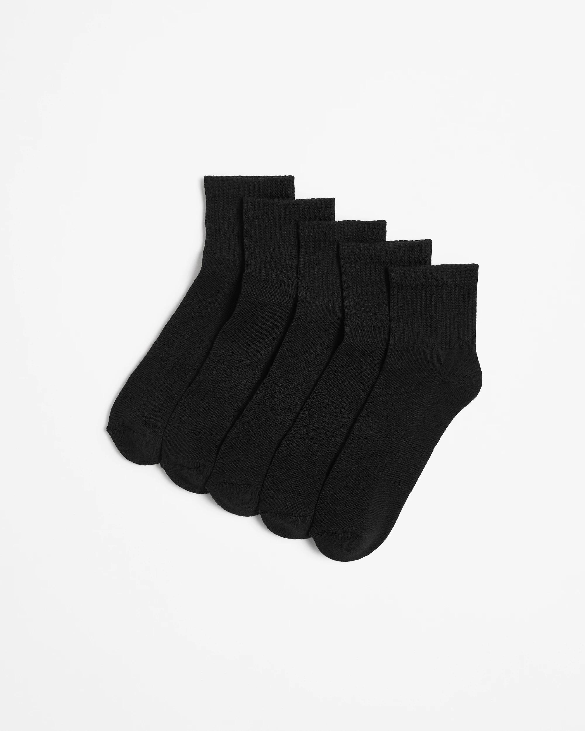 1 Australian Cotton Blend 5 Pack Sport Quarter Crew  Socks - Maxx BLACK, 1 of 3