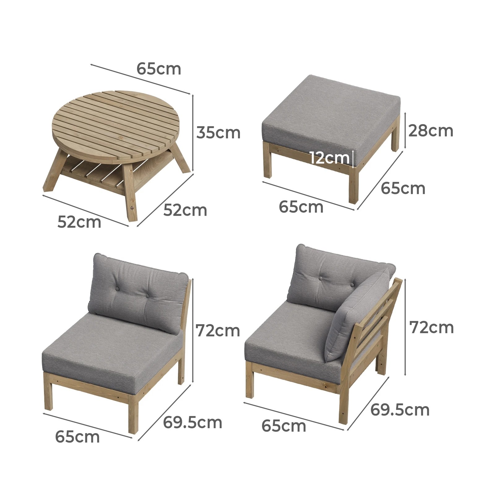 7 Livsip 7 Piece Outdoor Lounge Sofa Set Garden Furniture Dining Table Chairs
 - Grey, 7 of 9