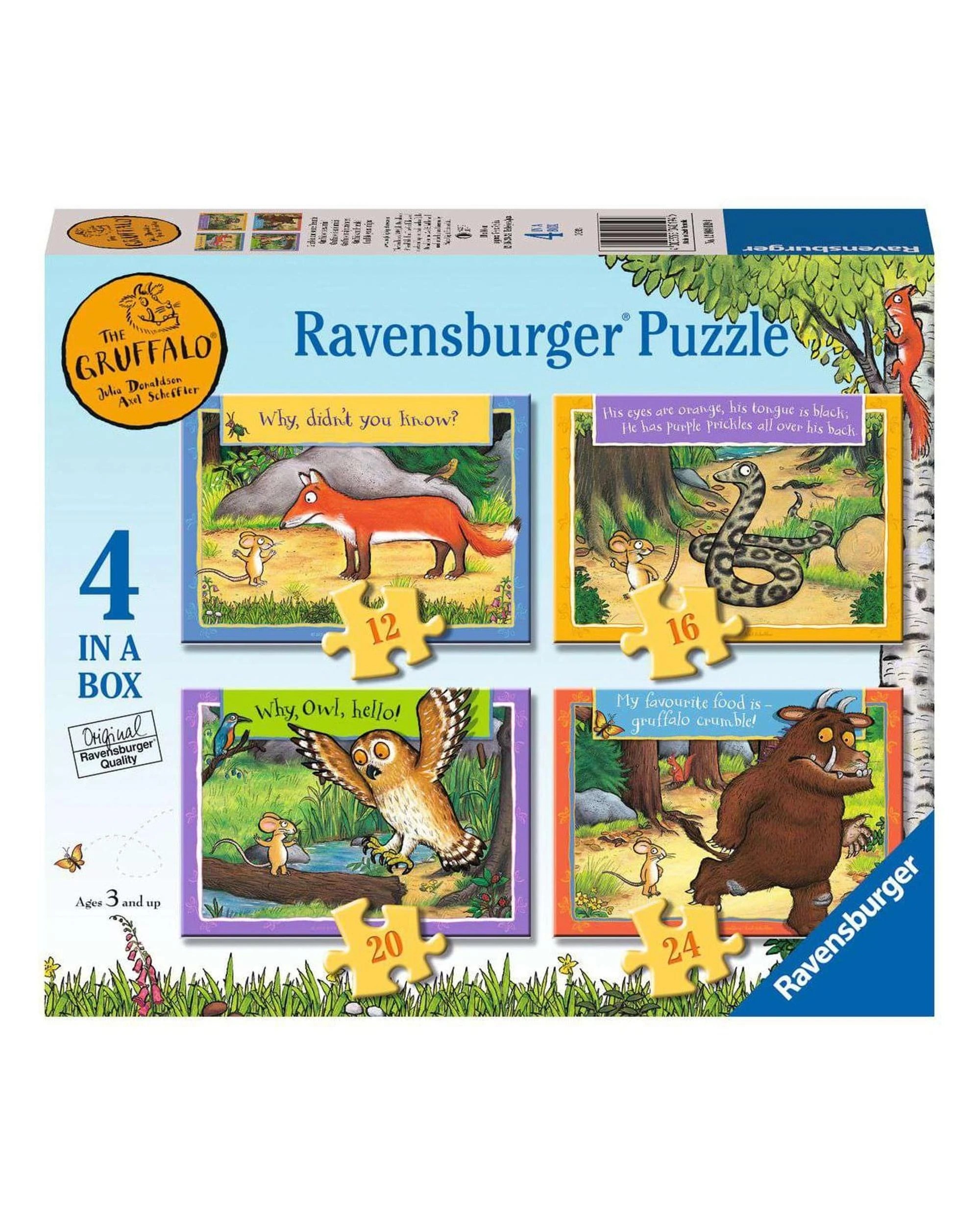 1 Ravensburger The Gruffalo 4 in a Box 12, 16, 20, and 24 Piece Jigsaw Puzzle, 1 of 5