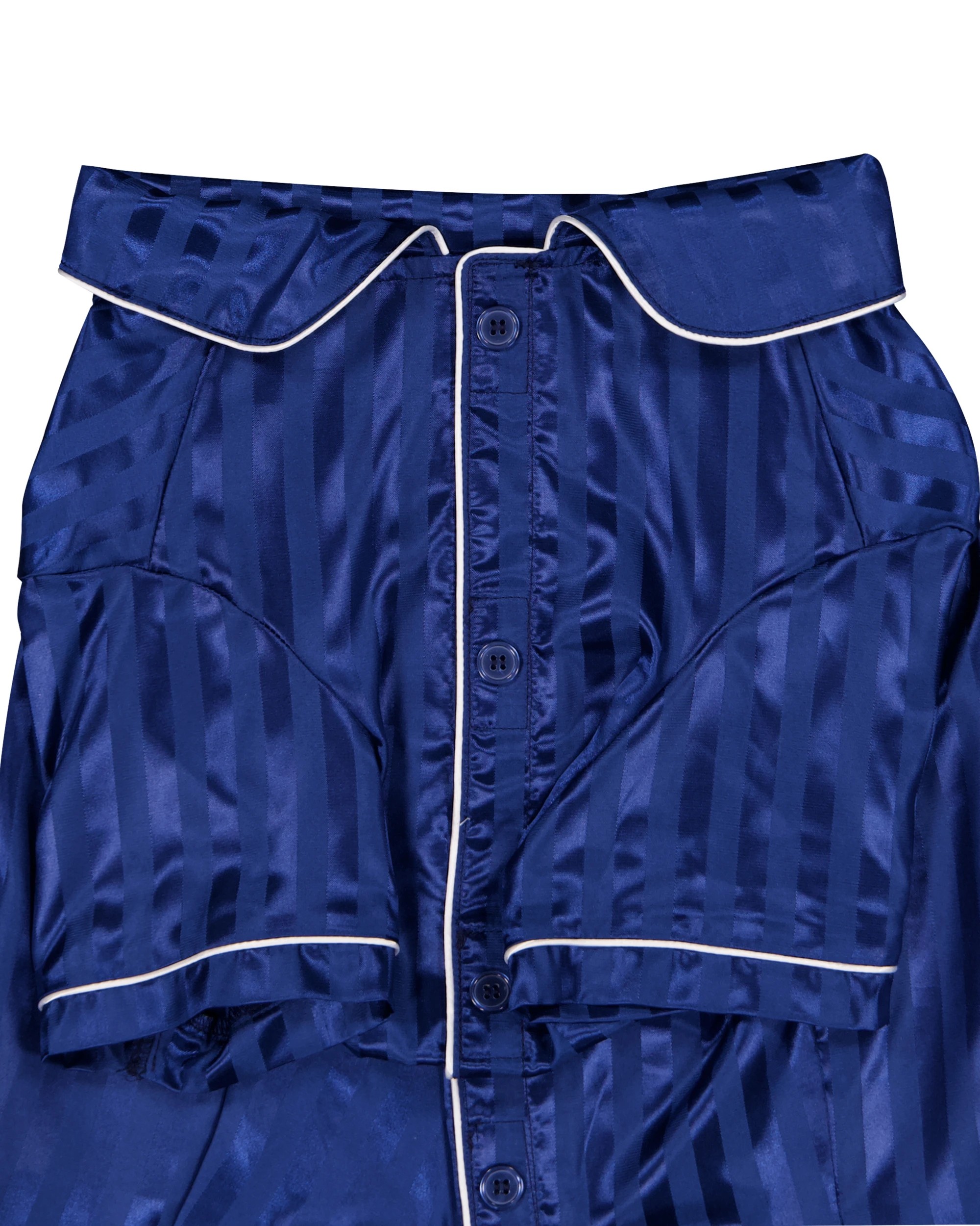 3 Pet Satin Stripe Pyjamas - Extra Large, Navy, 3 of 9