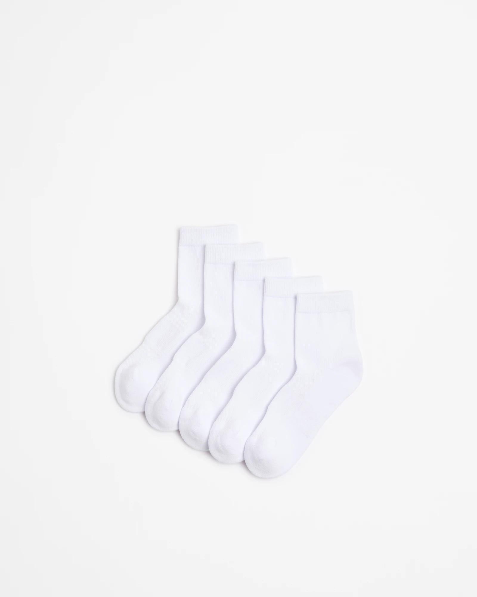 1 Target Womens Australian Cotton Blend Quarter Crew Socks 5 Pack WHITE, 1 of 3