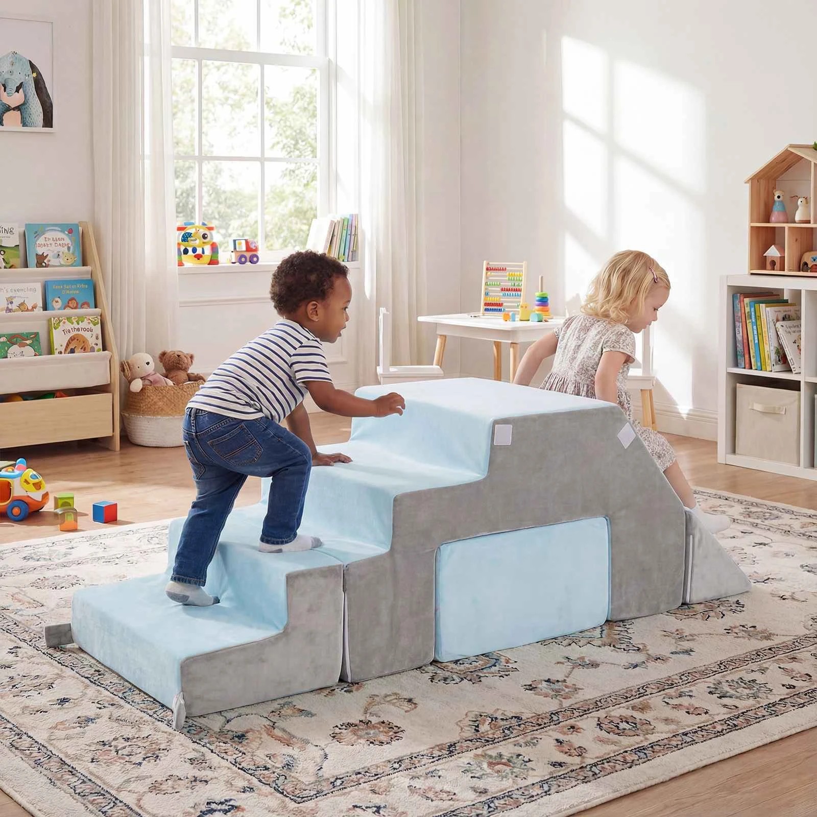 3 Costway 4-in-1 Foam Climbing Blocks Soft Climb Crawl Play Set - Grey, 3 of 3