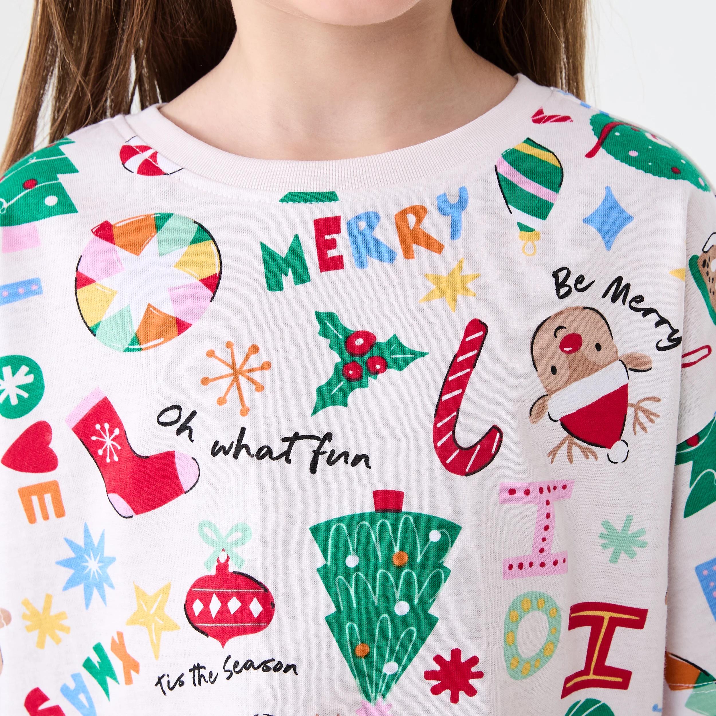 4 Christmas All Over Print Family Matching Pyjama Set Xmas White, 4 of 8