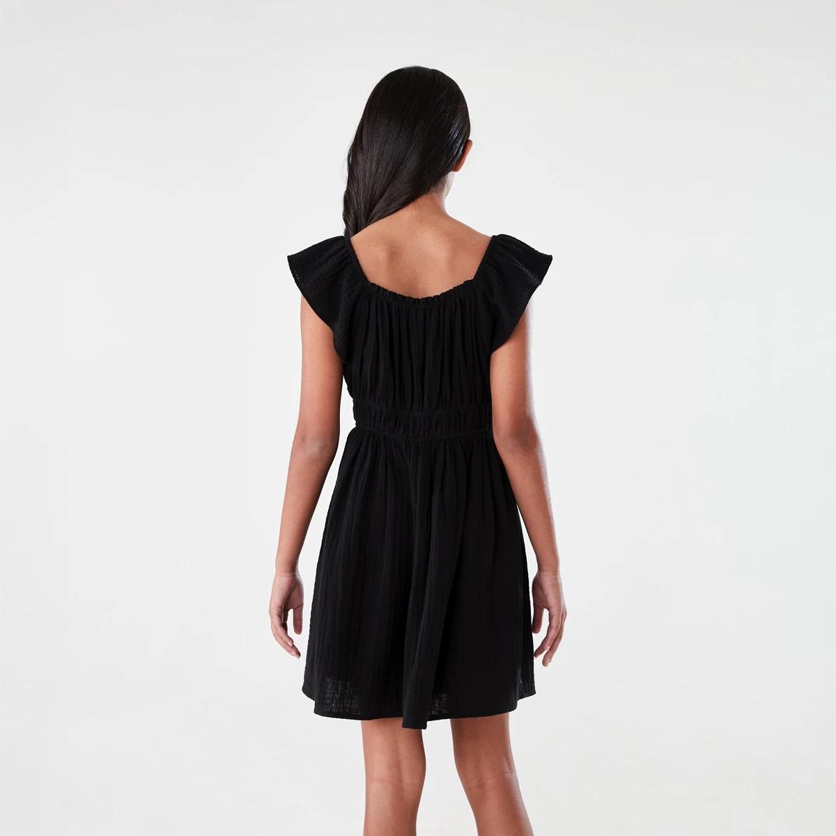2 Shirred Frill Dress BLACK, 2 of 8