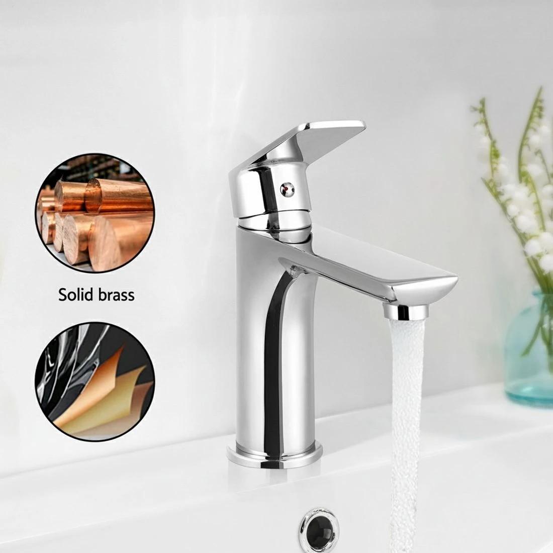 2 Cefito Bathroom Basin Mixer Tap Brass Faucet Vanity Laundry Sink - Silver, 2 of 4