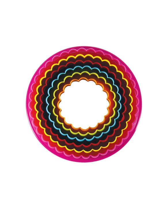 Avanti 6pc Double Sided Round Cookie Cutter Set Fluted Plain Edges - Multi